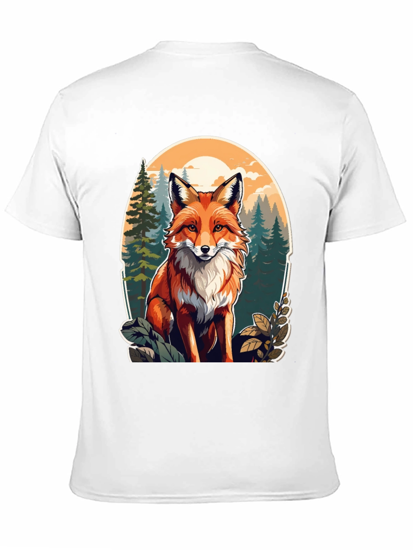 Black Fox Graphic Tee - Forest Scene Black T-Shirt view 11