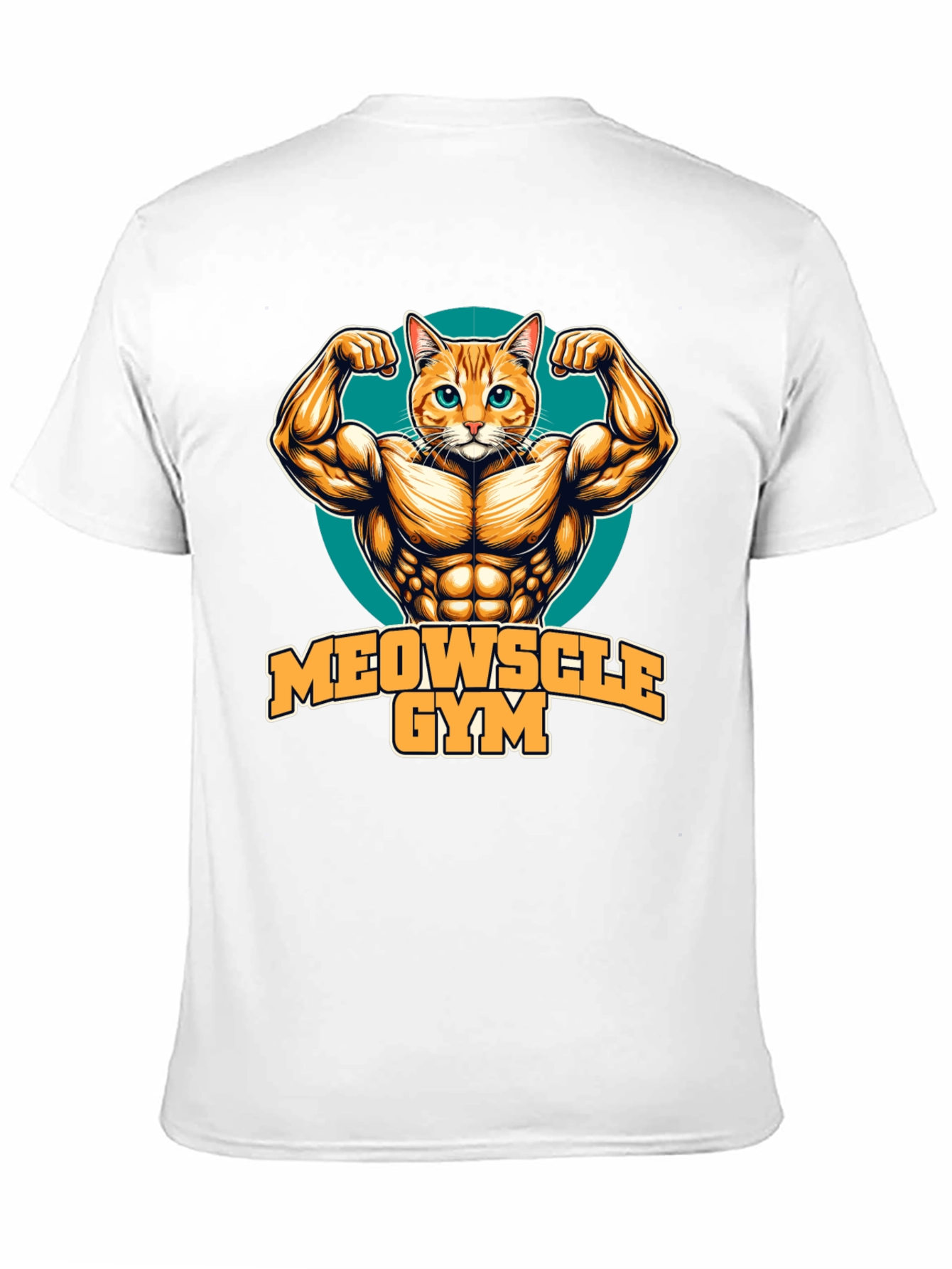 Black Meowscle Gym Black T-Shirt - Muscle Cat Design view 11