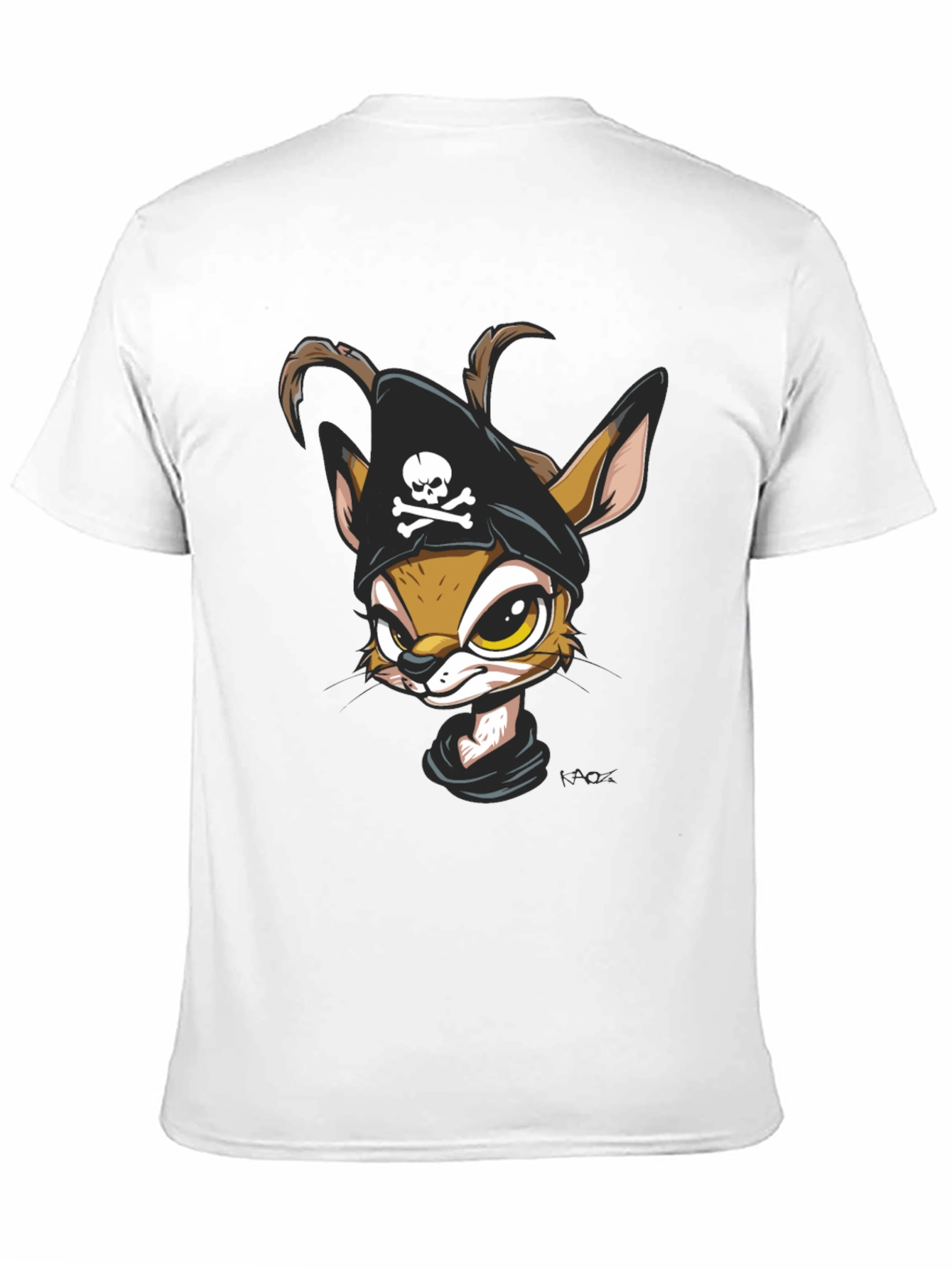 Black Pirate Fawn Graphic Tee - Unique Cartoon T-Shirt view 11