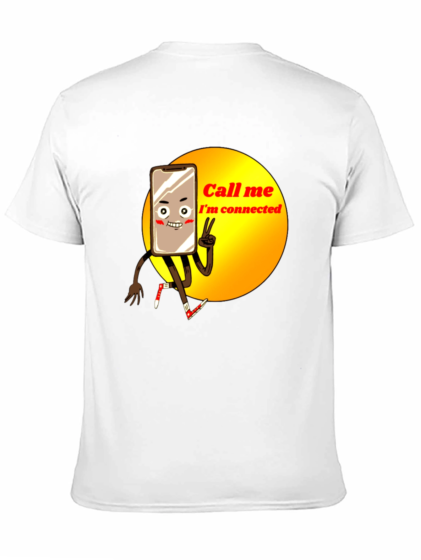 Black Connected Phone Cartoon T-Shirt view 11