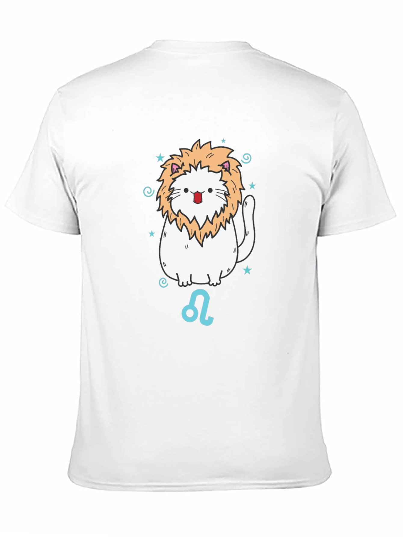 Black Leo Zodiac Cat T-Shirt - Black Cotton Tee view 11