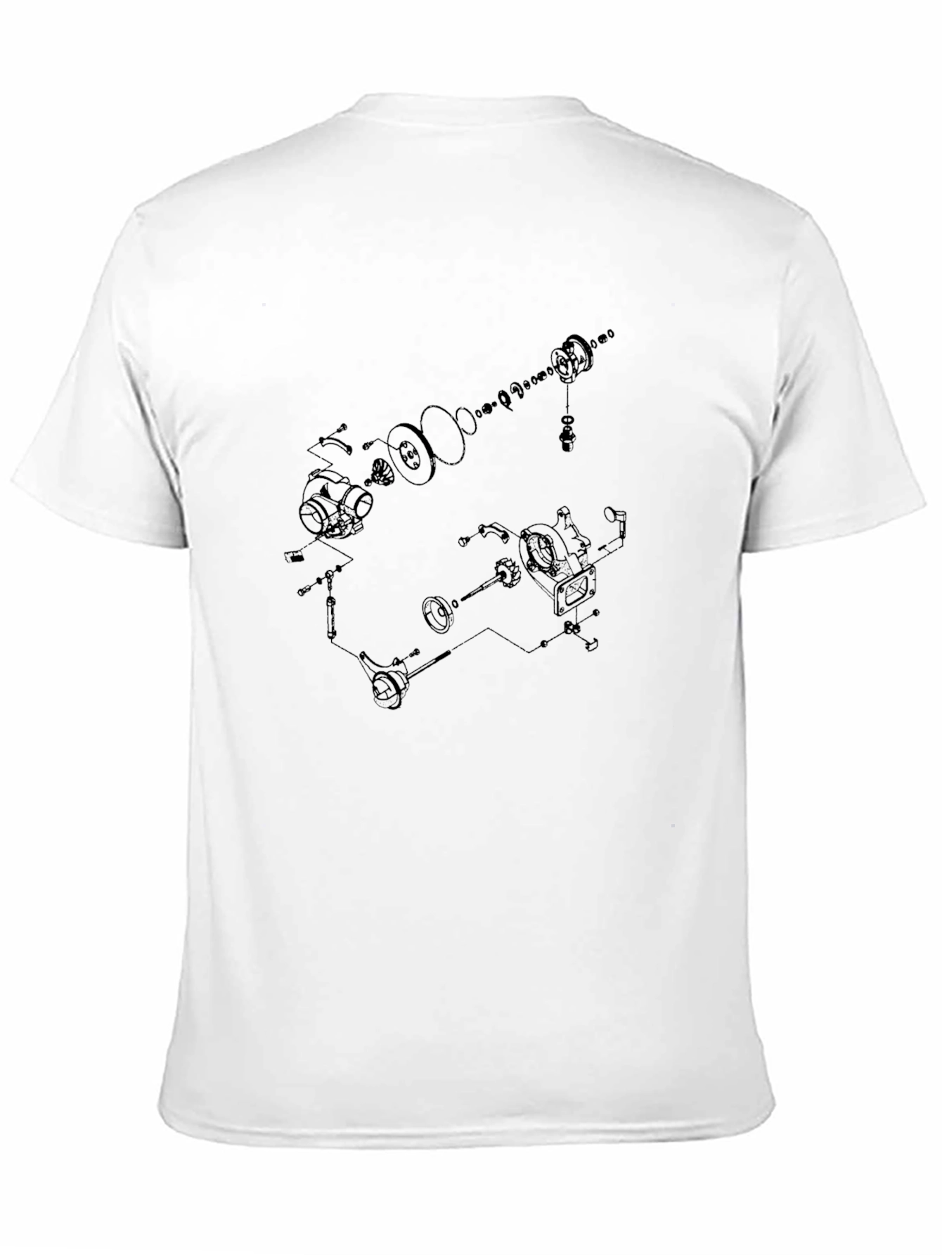 Black Technical Diagram Graphic Tee - Black Cotton T-Shirt view 11