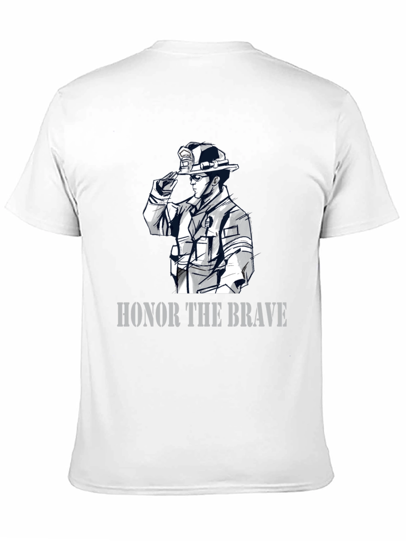Black Honor The Brave Firefighter Graphic T-Shirt view 11