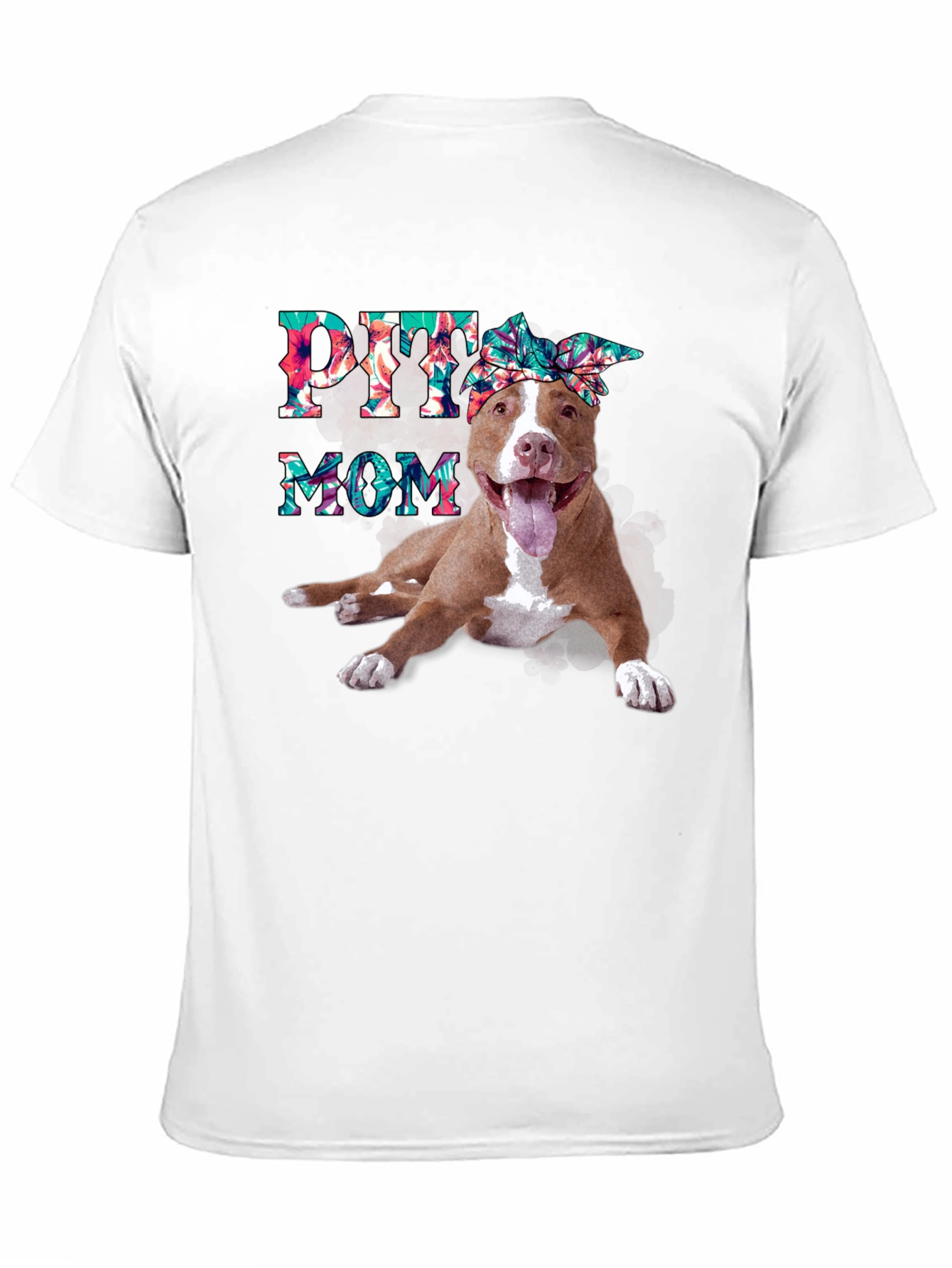 Pitbull Mom T-Shirt - Floral Design - 11