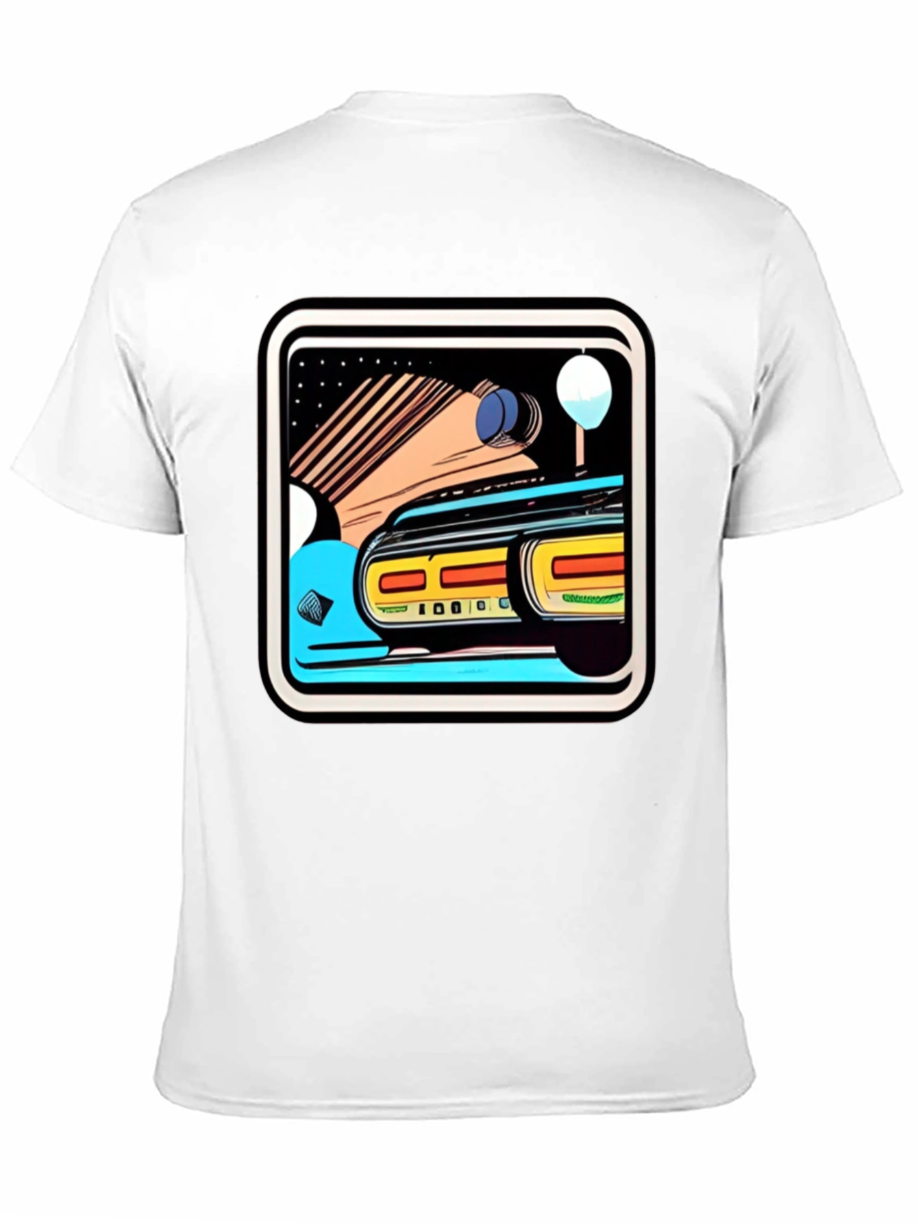 Black Retro Style Car Graphic Tee - Black Cotton Blend view 11