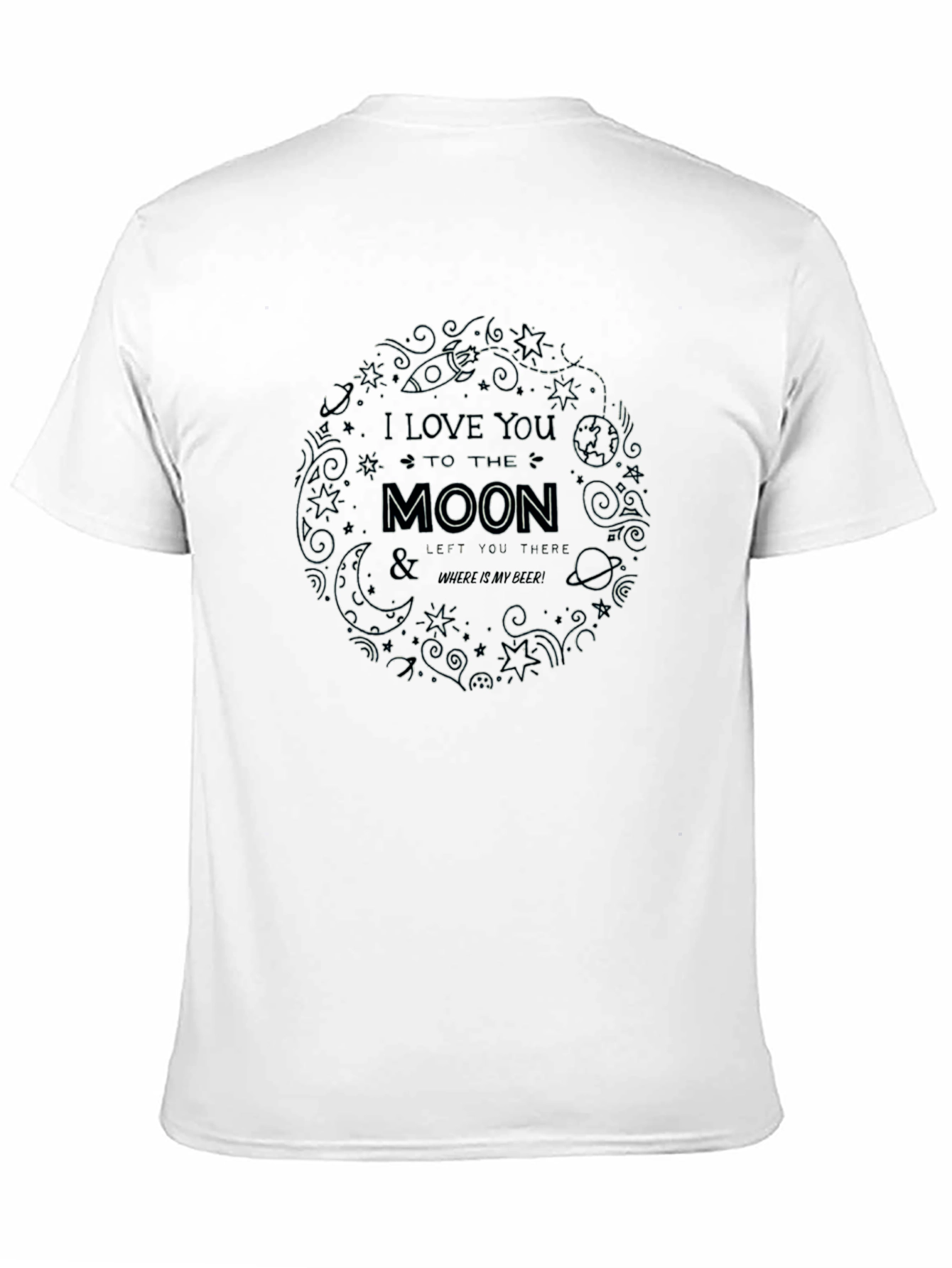 Black I Love You to the Moon Graphic Tee - Black Crew Neck view 11