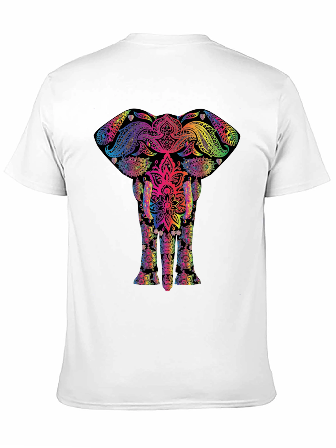 Black Vibrant Elephant Mandala T-Shirt - Unique Graphic Tee view 11