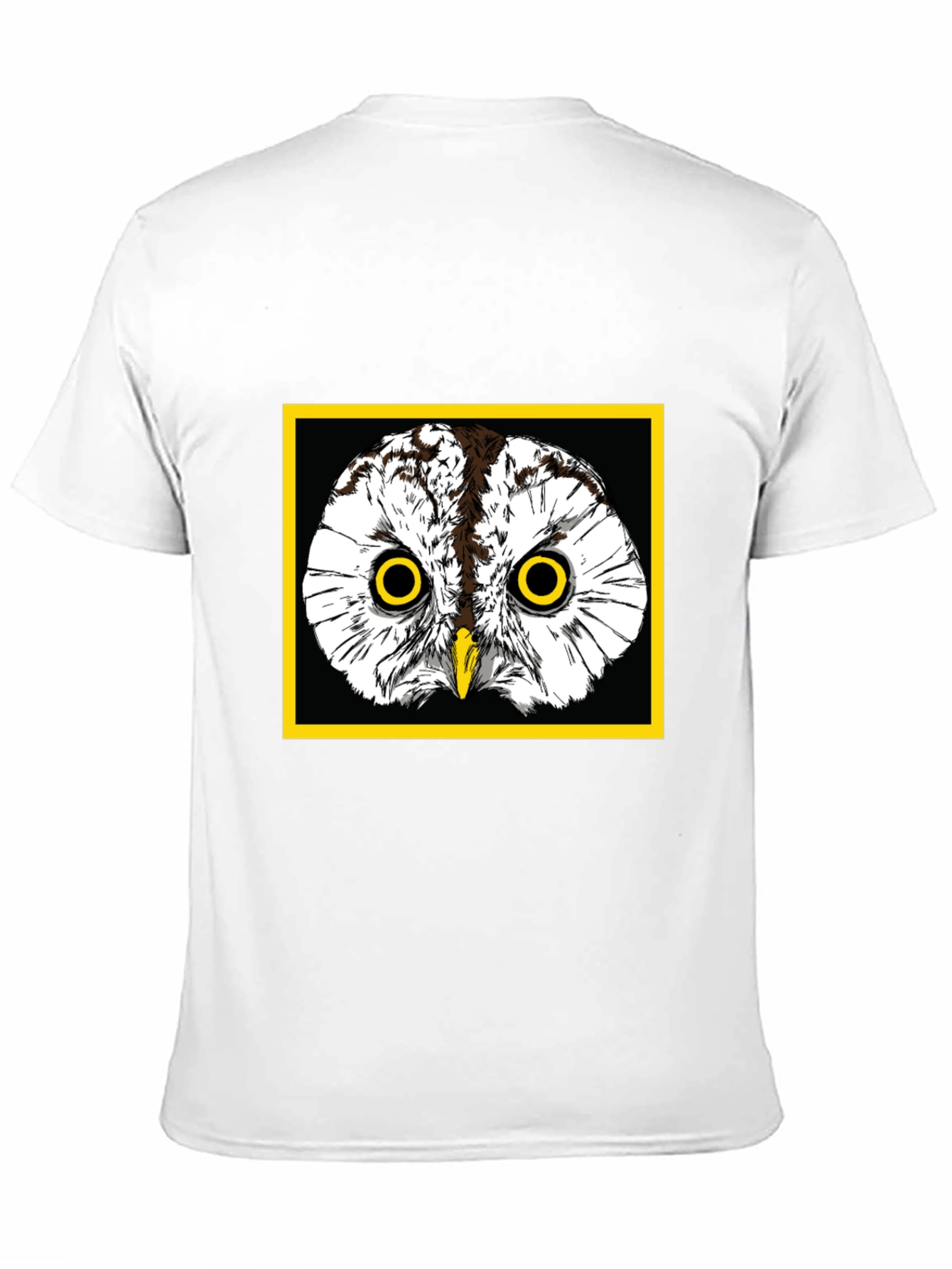 Black Owl Graphic Tee - Black Cotton T-Shirt with Yellow Border view 11