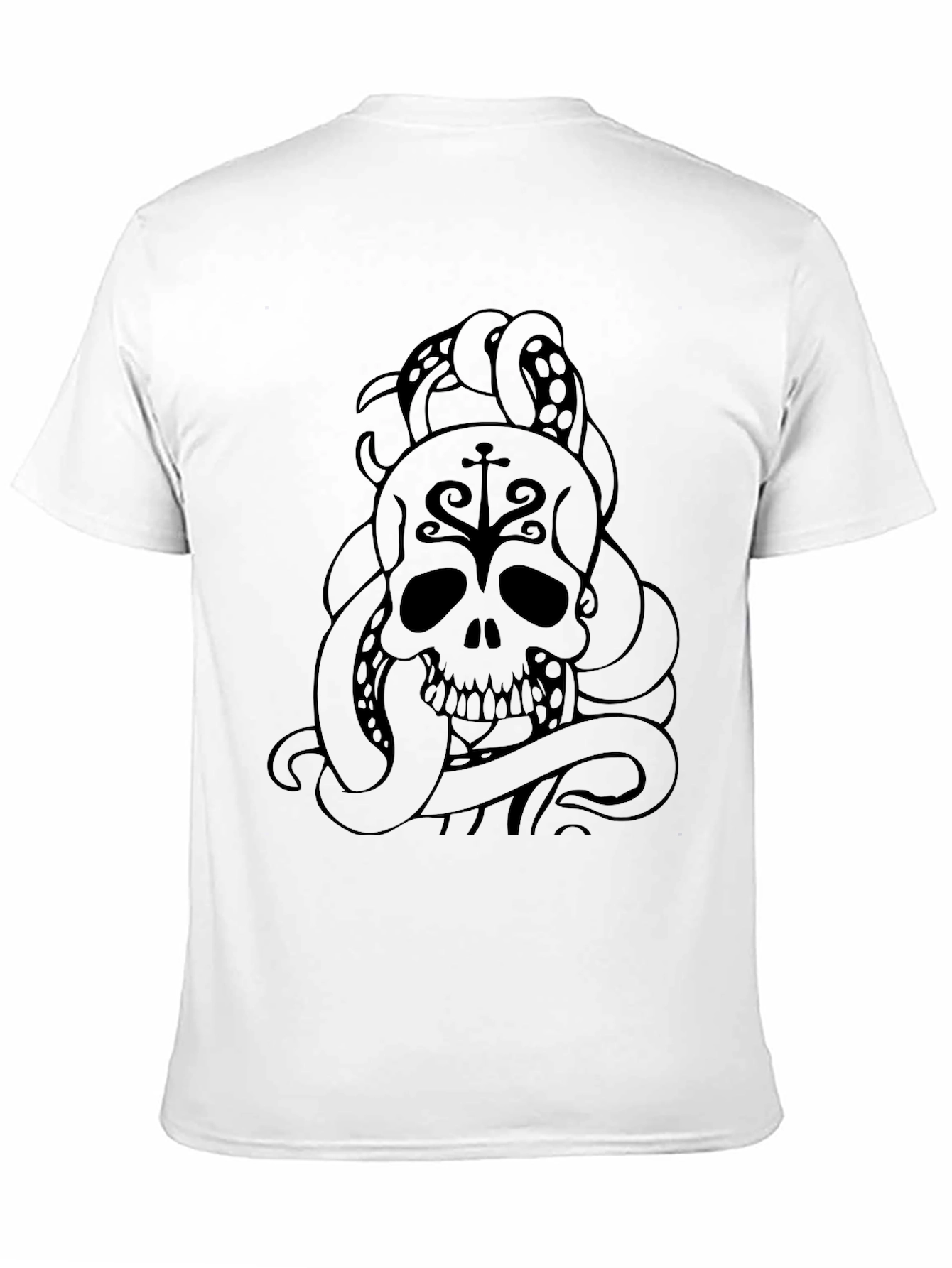 Black Skull & Octopus Tentacle Graphic Tee - Dark Style view 11