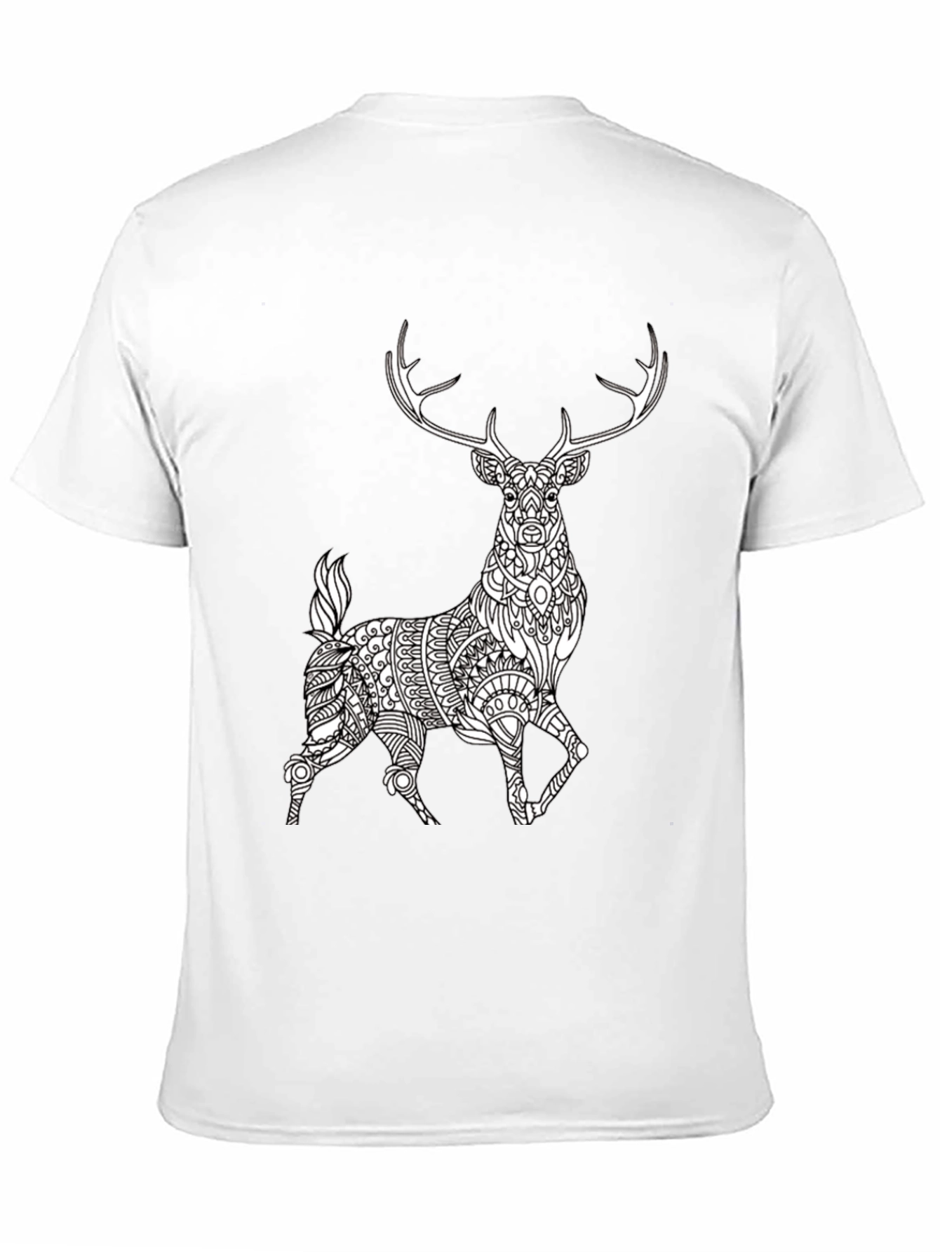 Black Geometric Deer Graphic Tee - Black Cotton Blend view 11