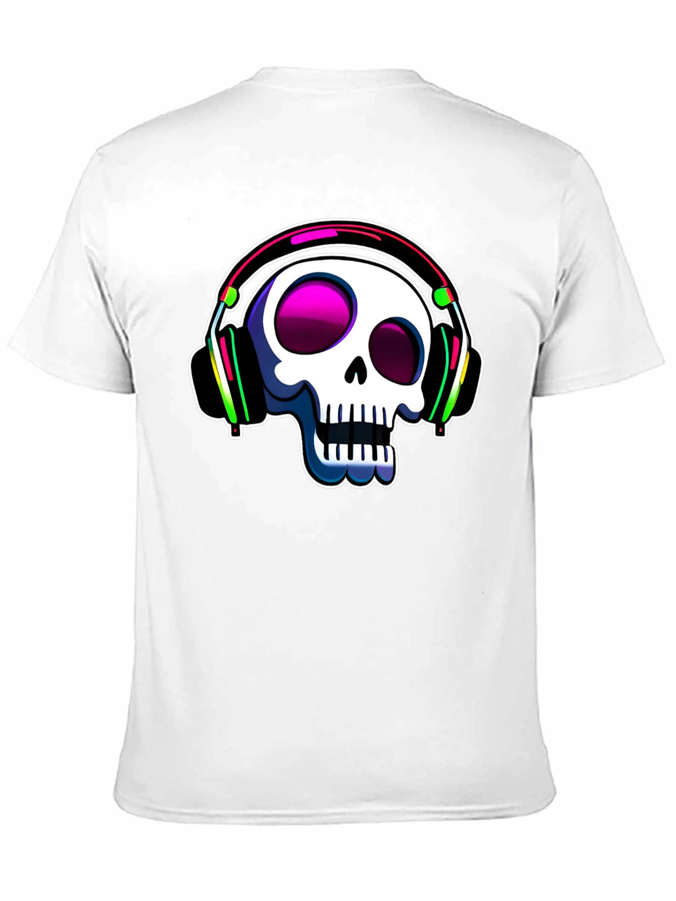 Black Skull with Headphones Graphic Tee view 11