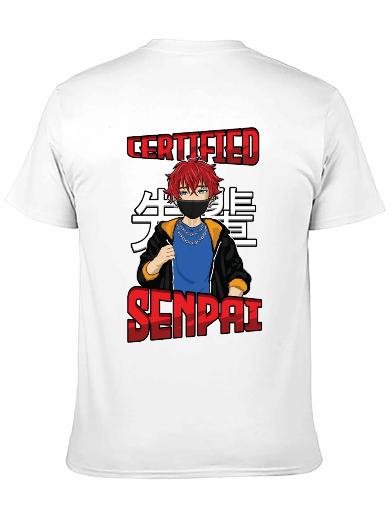 Black Certified Senpai Anime Style T-Shirt view 11