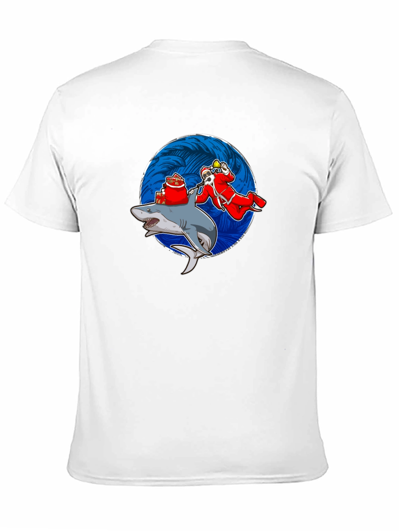 Black Shark Santa T-Shirt Funny Holiday Gift view 11