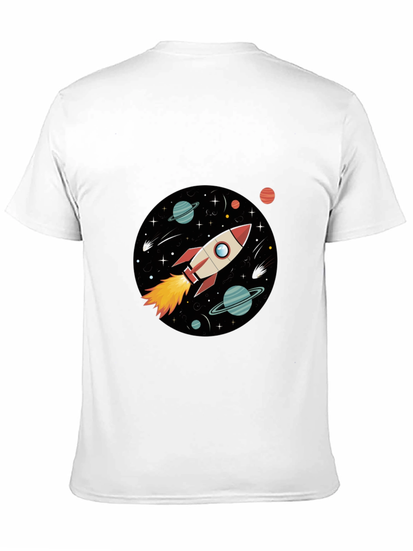 Black Space Rocket Graphic Black Tee view 11