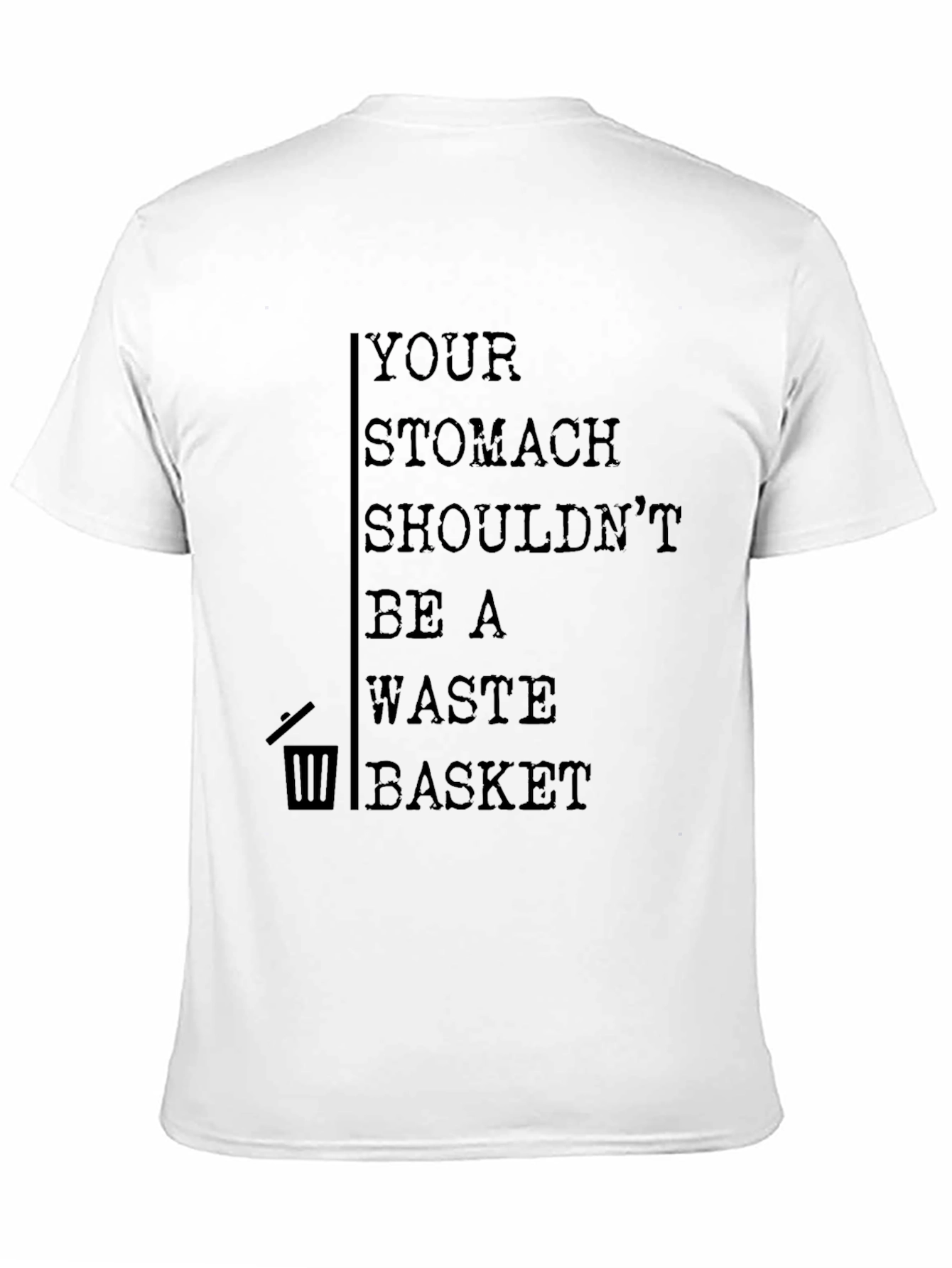 Black Humorous Stomach Waste Basket Graphic Tee view 11