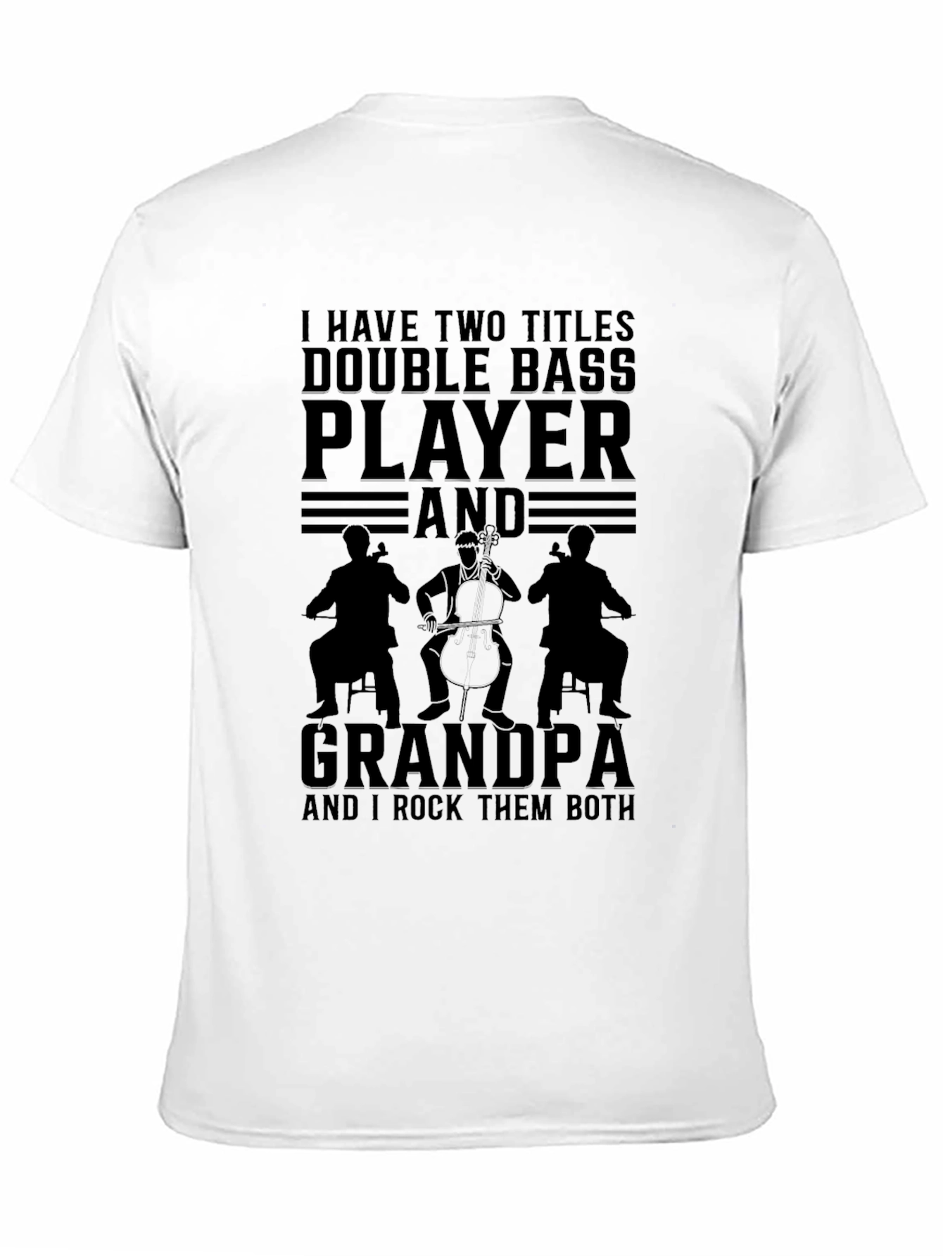 Black Double Bass Player Grandpa T-Shirt view 11