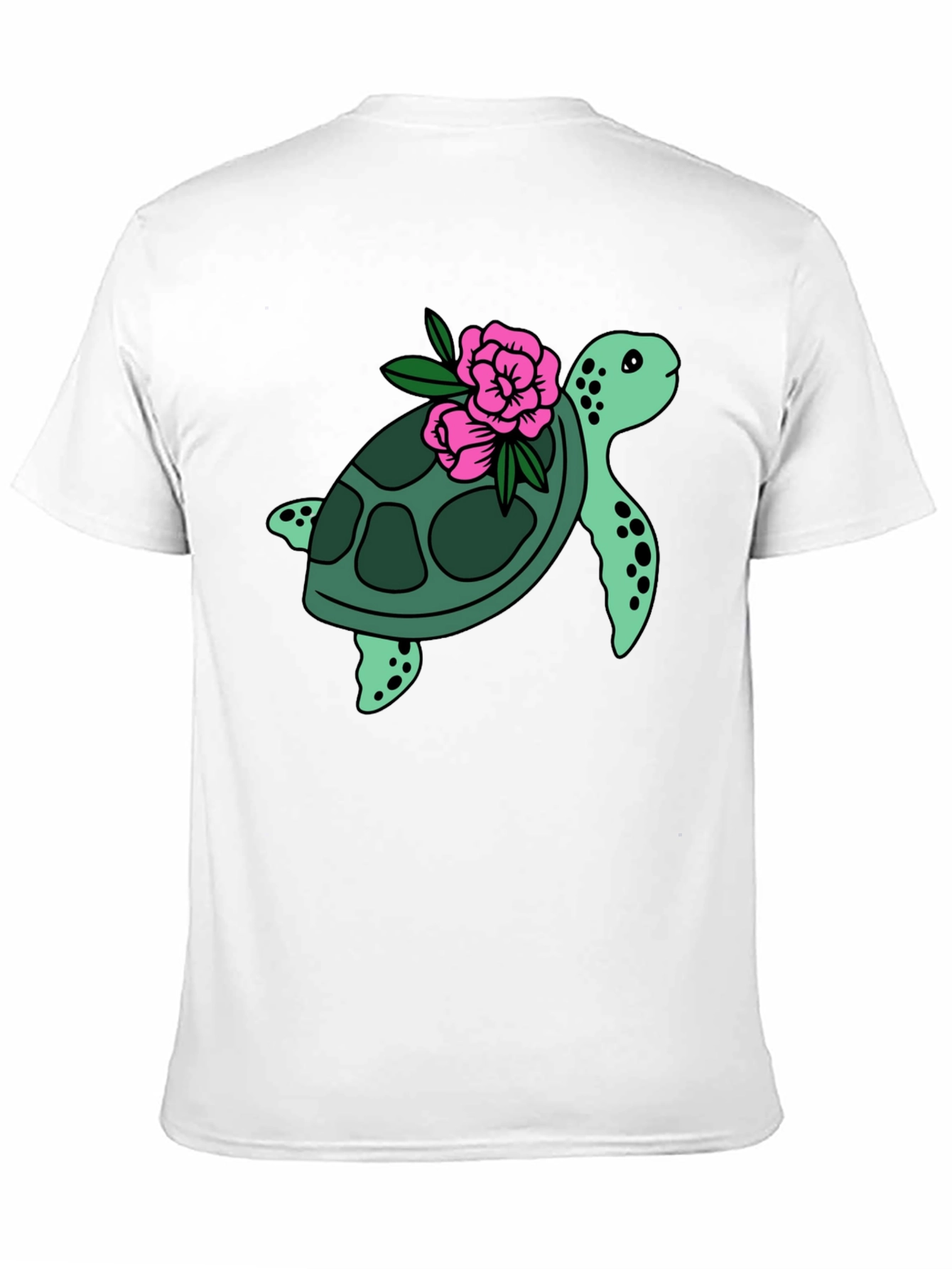 Black Turtle & Flower Graphic Tee - Black view 11