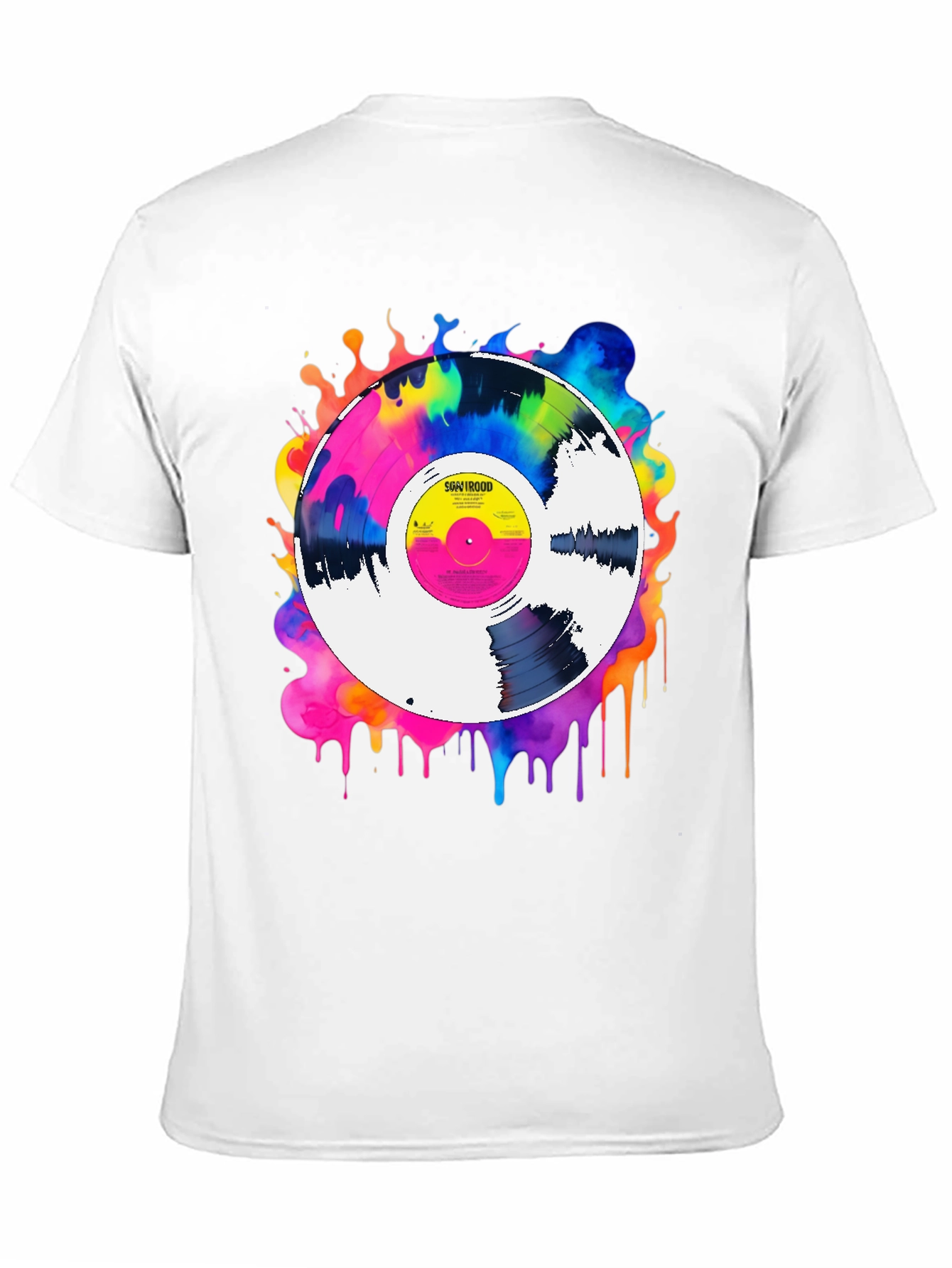Black Colorful Vinyl Record Graphic Tee - Music Lover T-Shirt view 11
