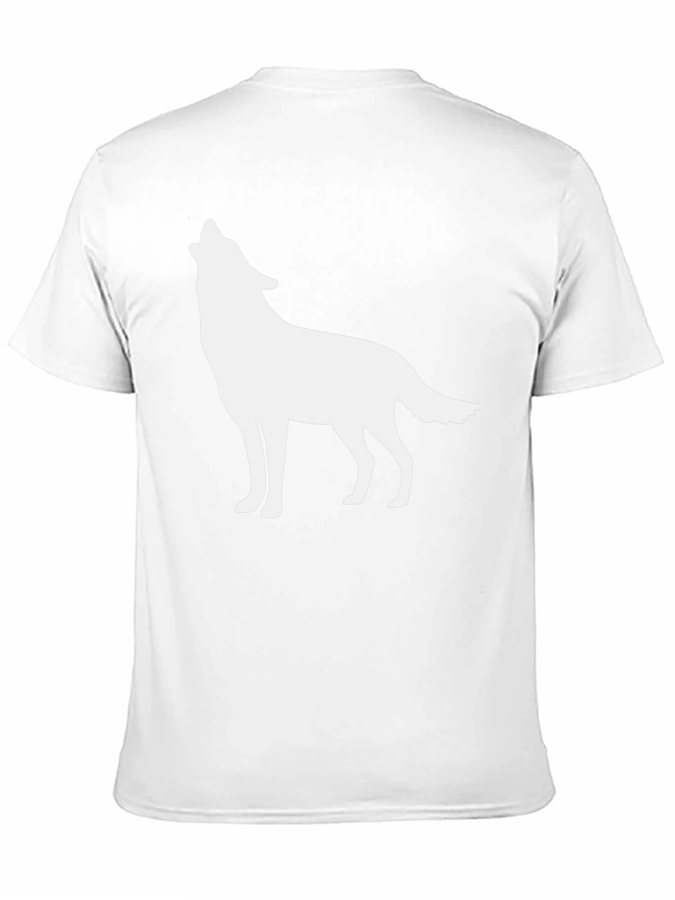 Black Men's Black T-shirt with Wolf Silhouette view 11