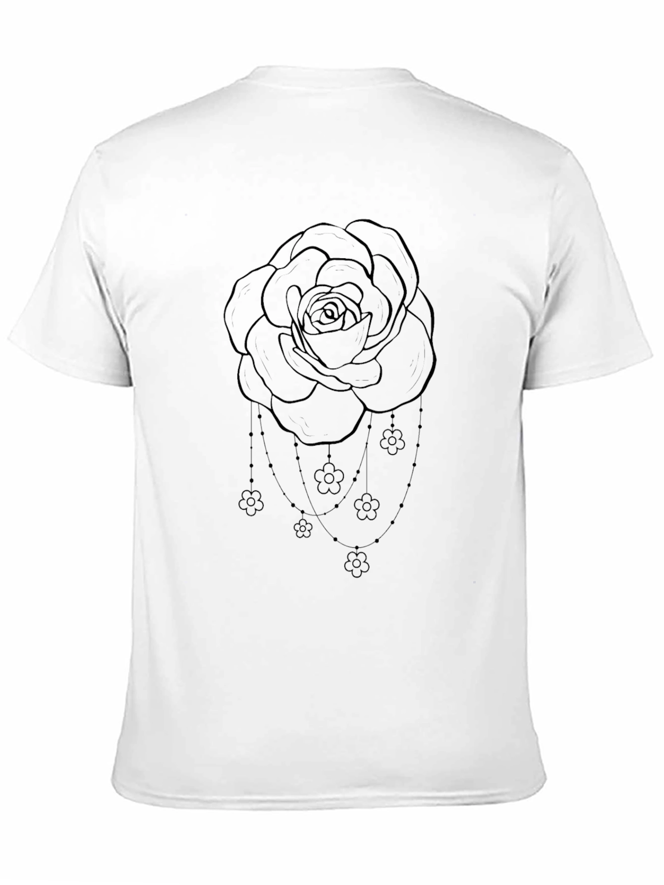 Black Elegant Rose Graphic Tee - Black Cotton Blend view 11