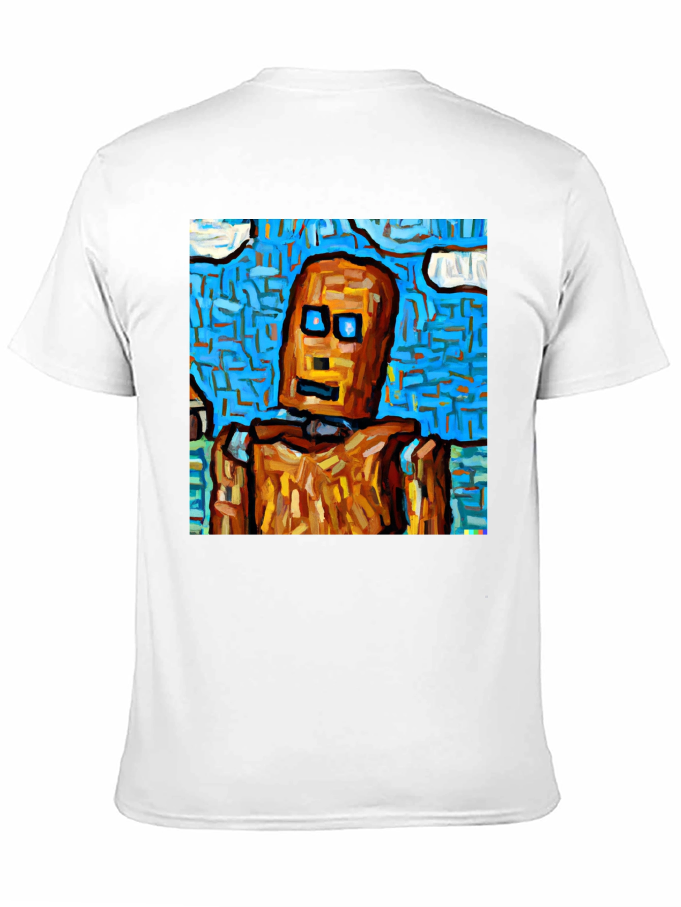 Black Abstract Robot Graphic Tee - Black Cotton T-Shirt view 11