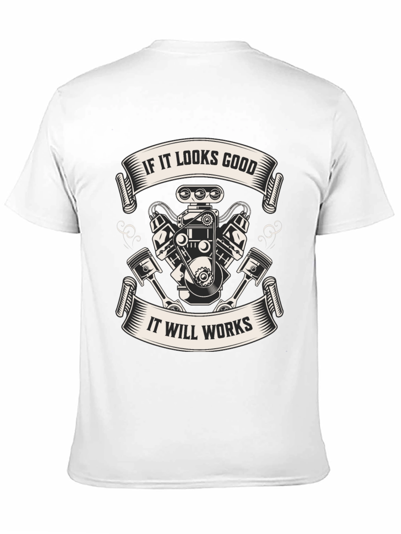 Black If It Looks Good Engine T-Shirt view 11