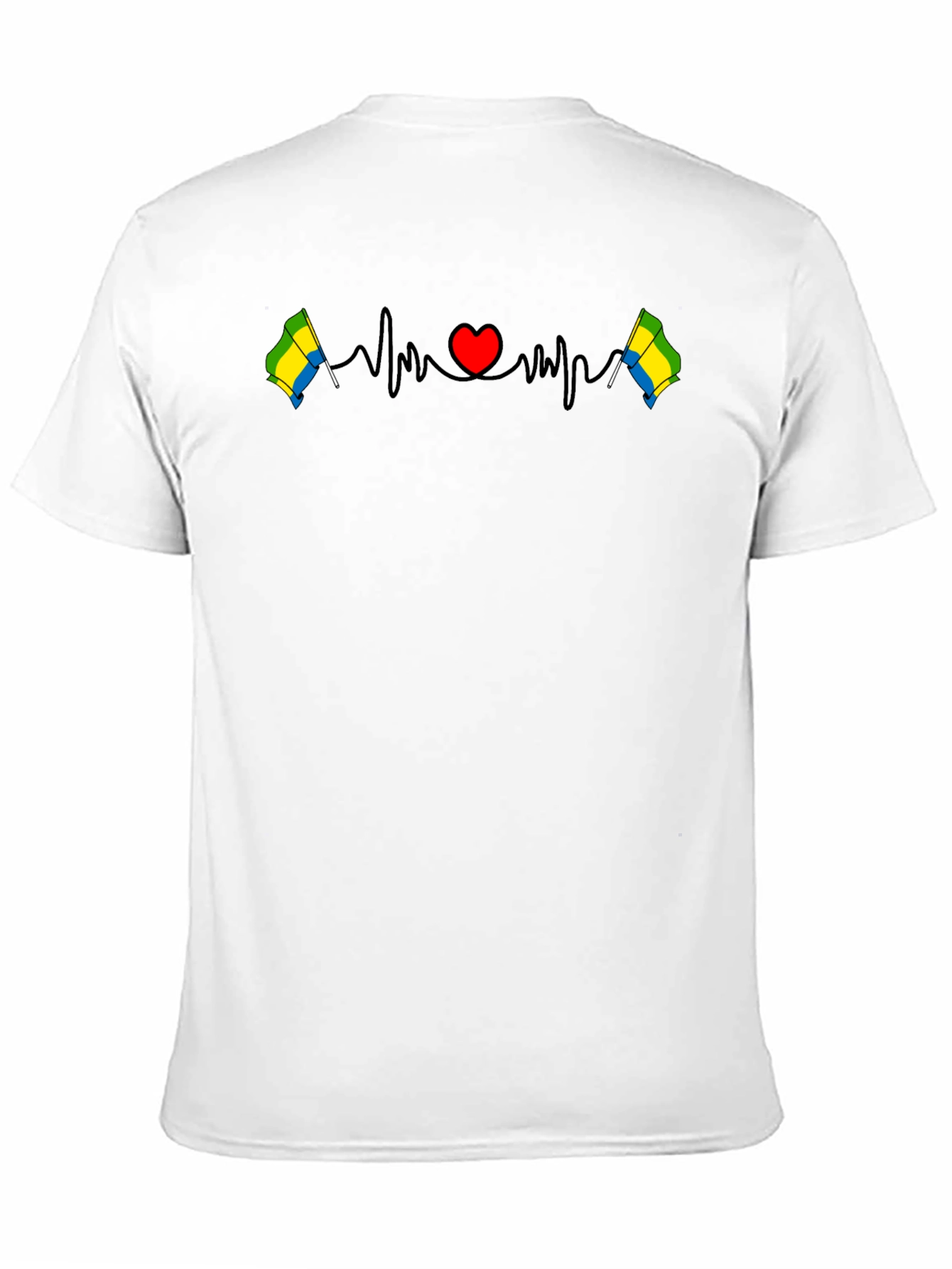 Black Gabon Flag Heartbeat T-Shirt view 11