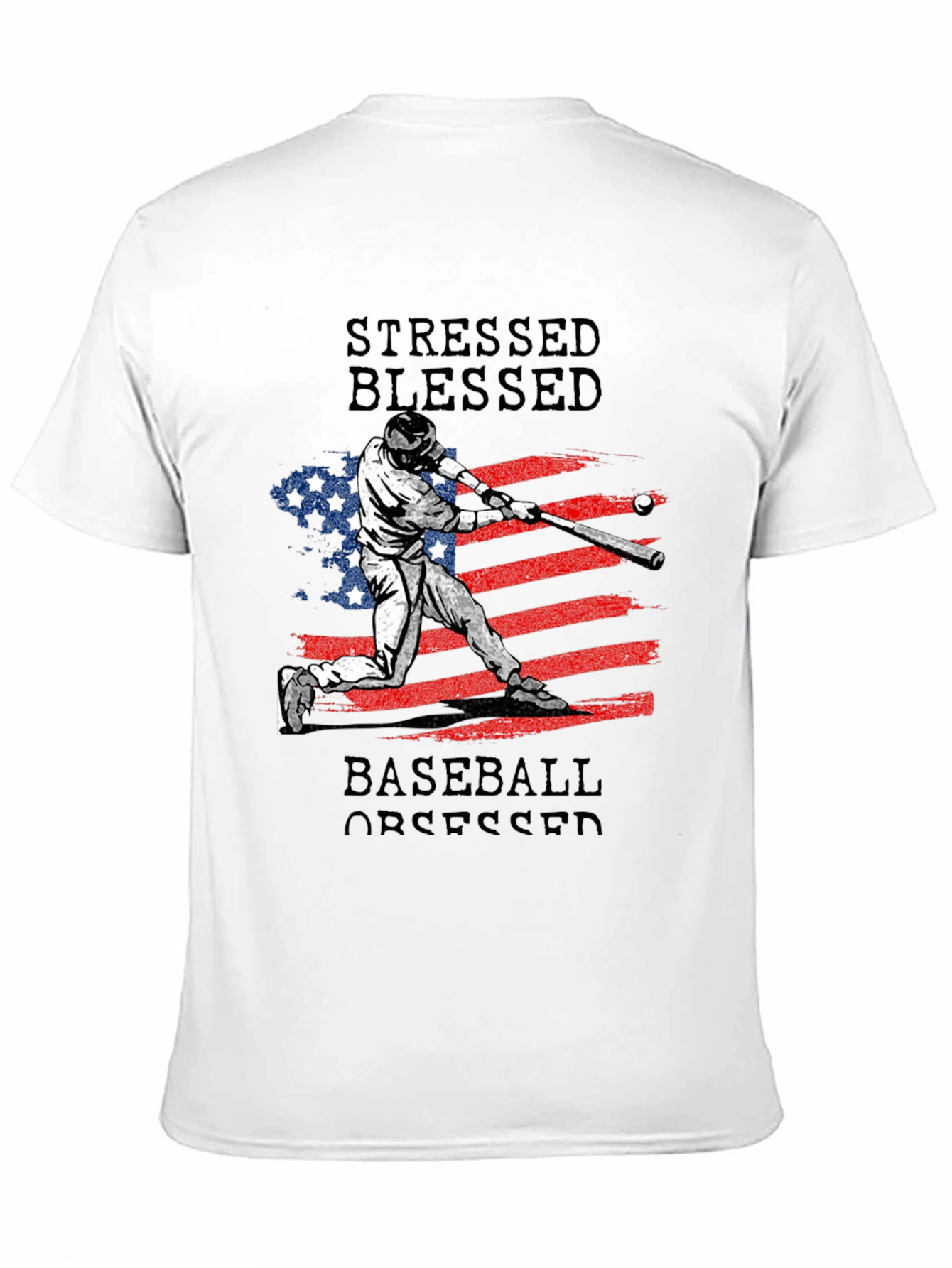 Black Stressed Blessed Baseball Obsessed T-Shirt view 11