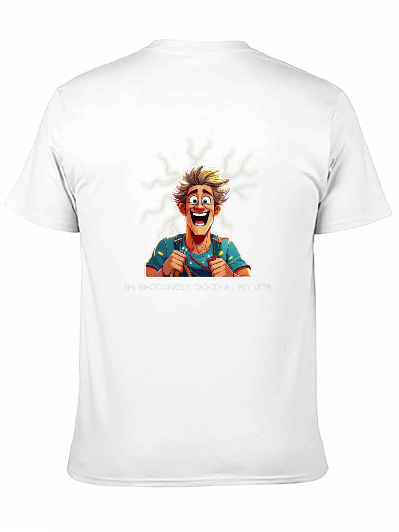 Black Funny Electrician Cartoon T-Shirt view 11