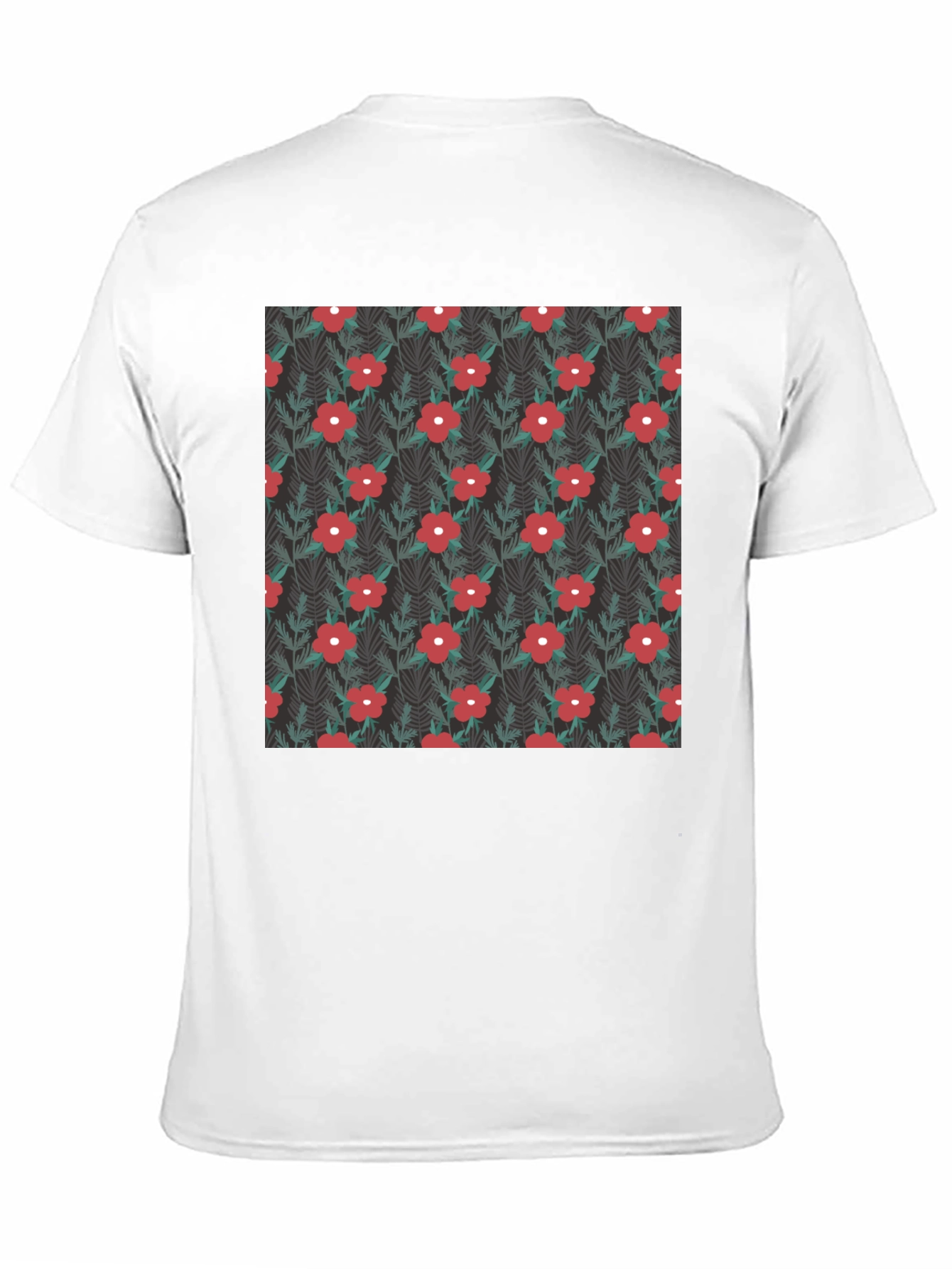 Black Floral Pattern Black T-Shirt view 11