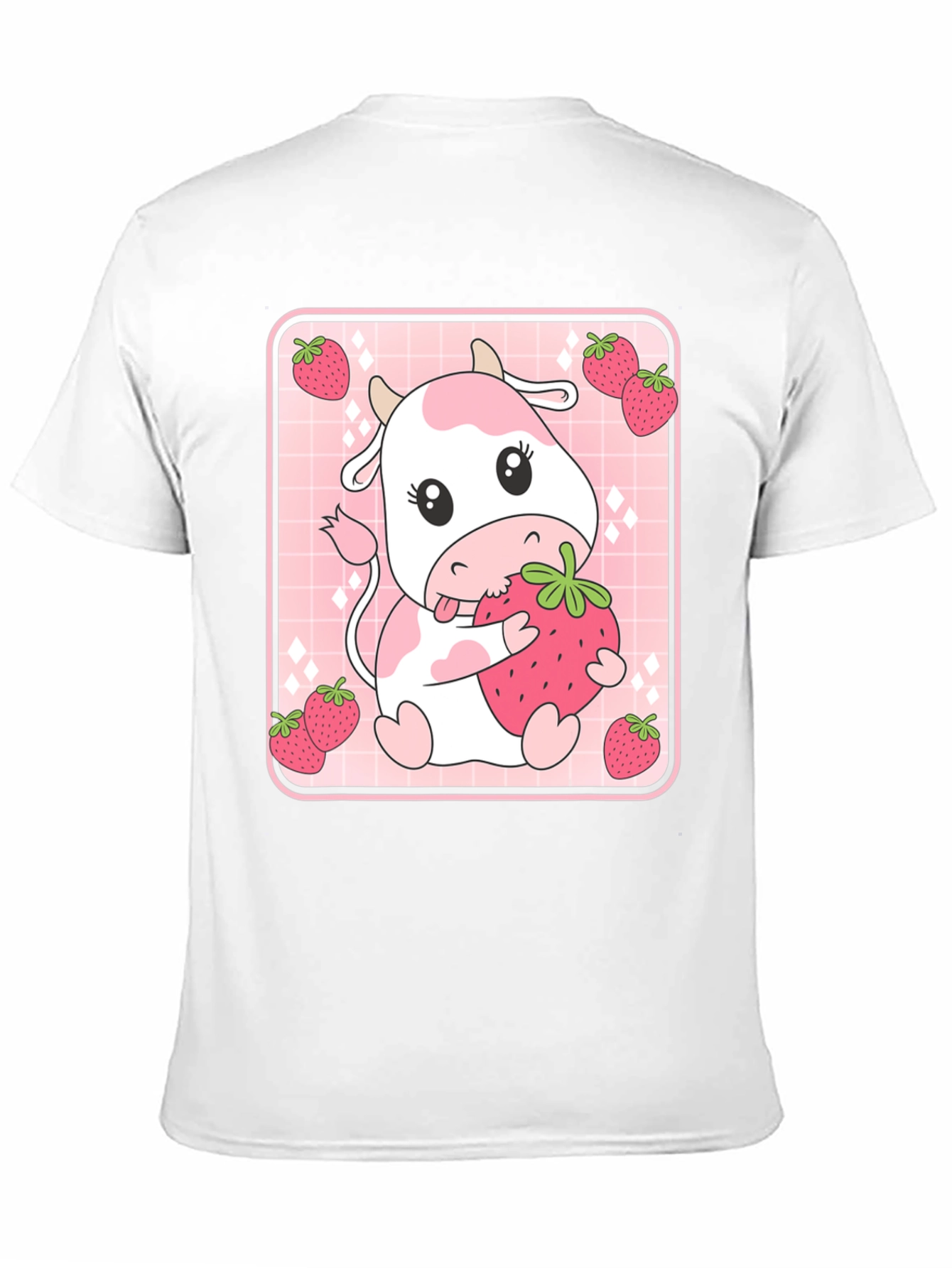 Black Strawberry Cow T-Shirt - Cute Kawaii Design view 11