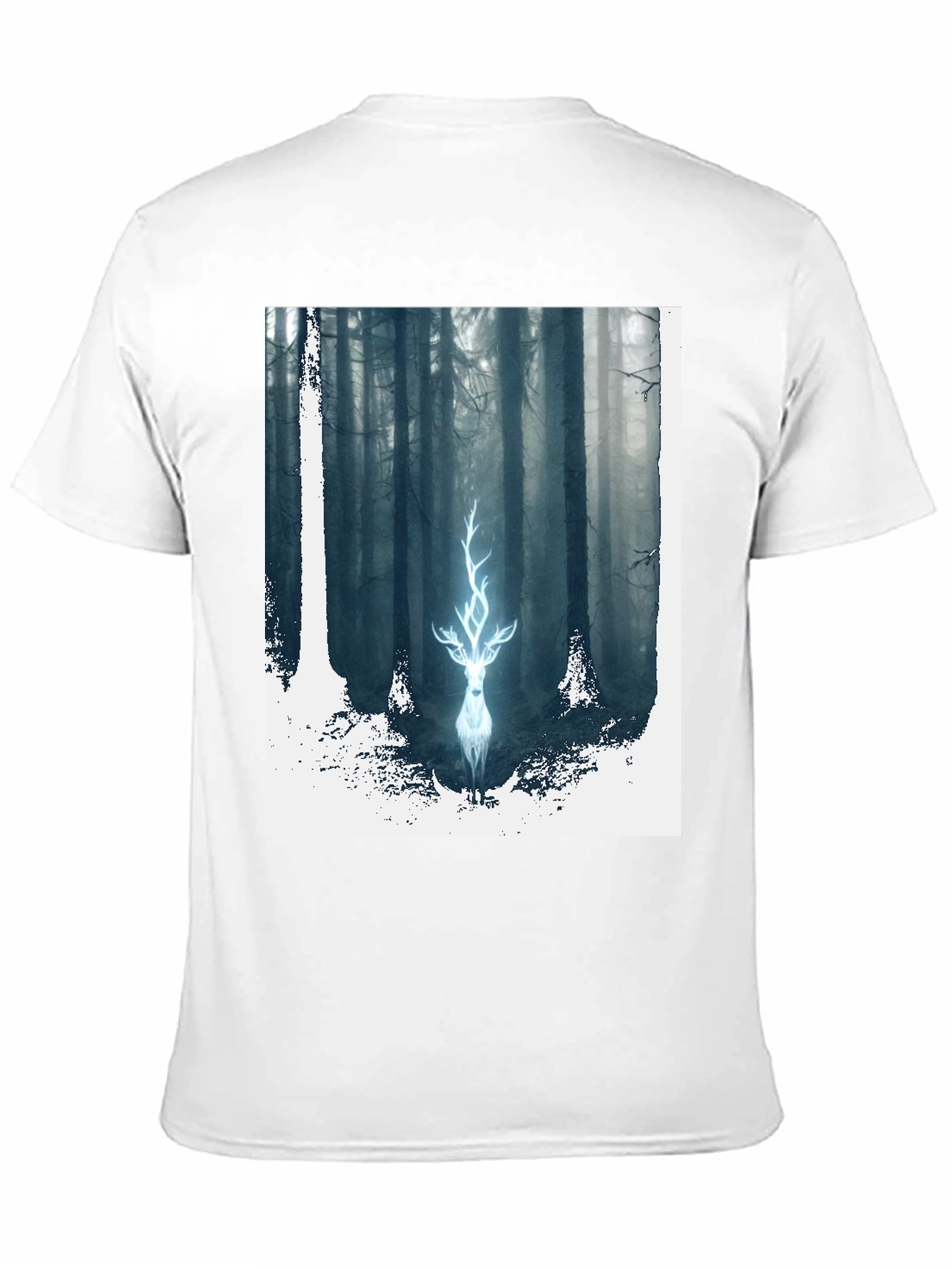 Black Mystic Forest Deer Graphic Tee - Black Cotton Blend view 11