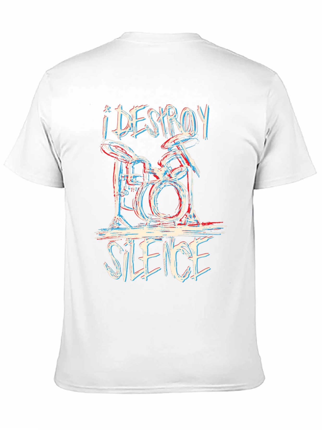 Black I Destroy Silence Drum T-Shirt - Black view 11