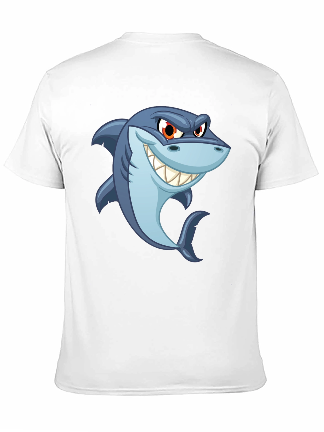Black Men's Black Shark Cartoon Graphic T-Shirt view 11