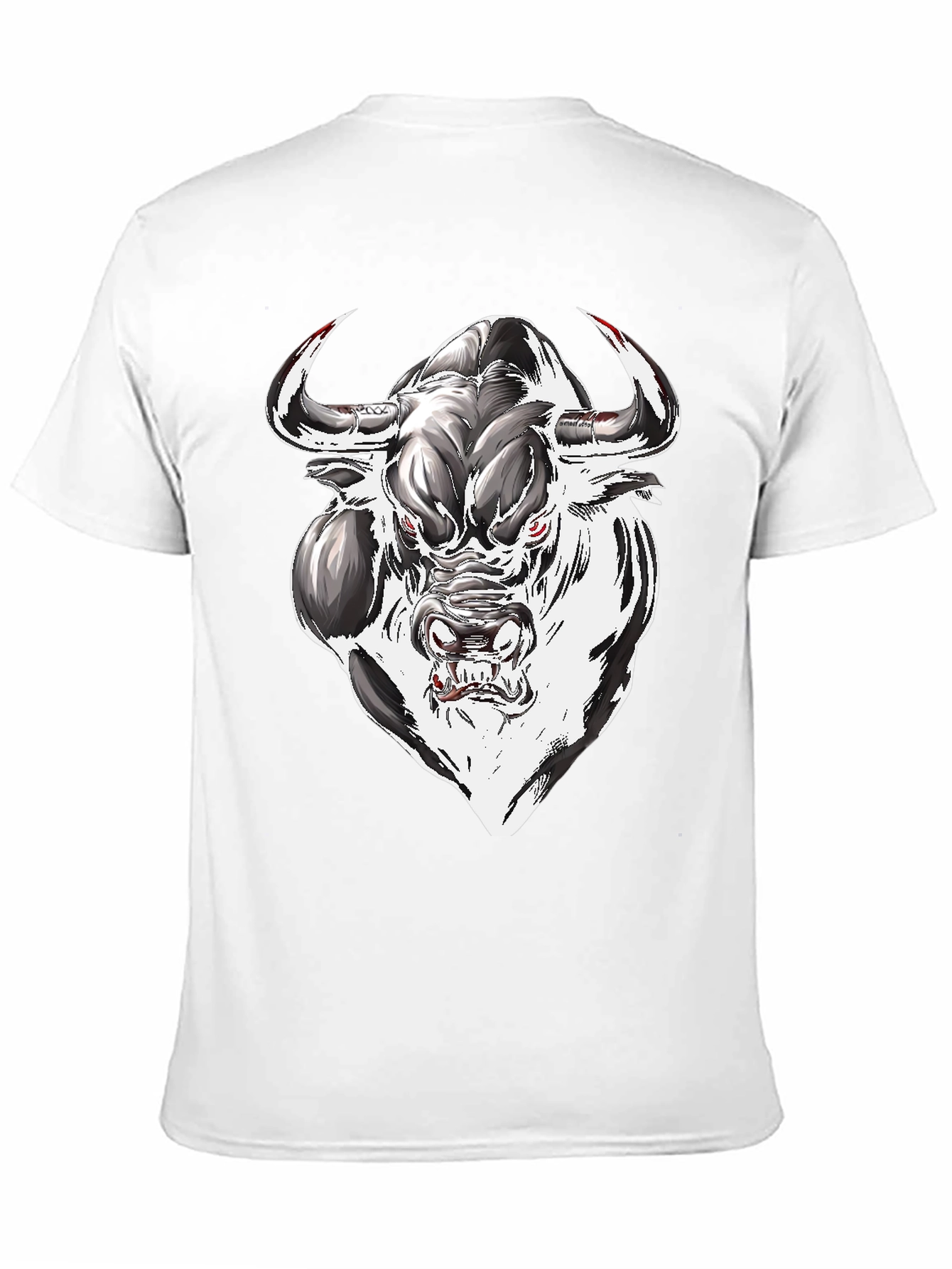 Black Men's Graphic Tee - Bull Design view 11