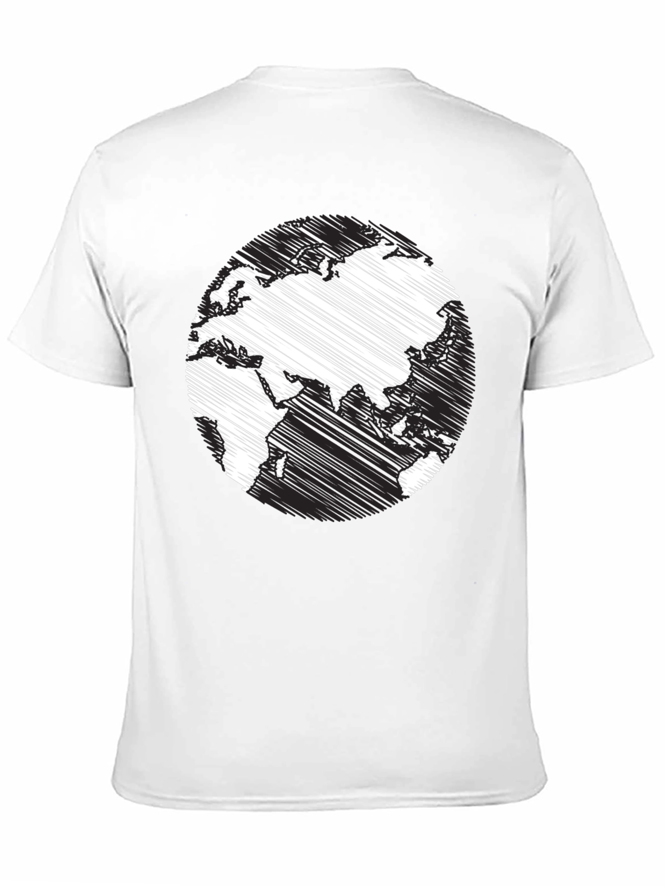 Black Earth Scribble Print Crew Neck Tee - Casual Black T-Shirt view 11