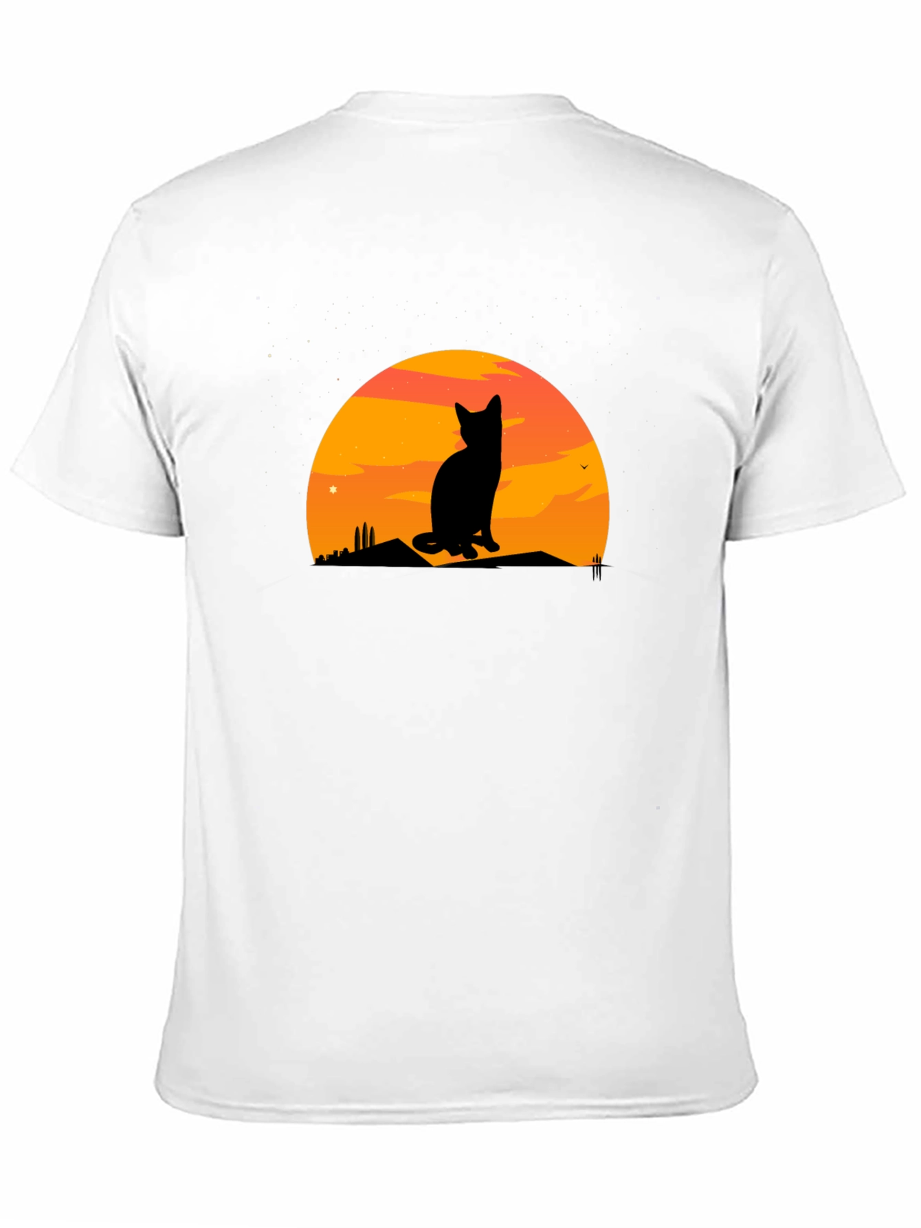 Black Sunset Cat Silhouette Graphic Tee view 11