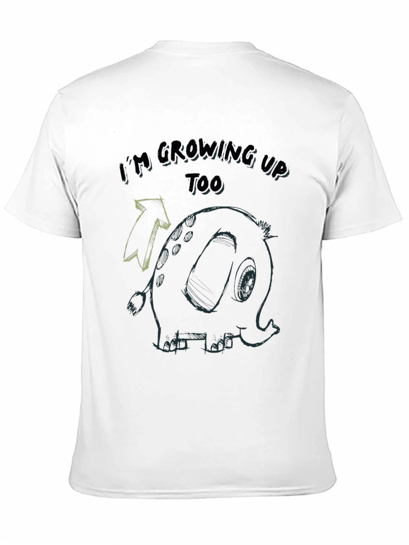 Black Growing Up Tee - Elephant Cartoon Black T-Shirt view 11