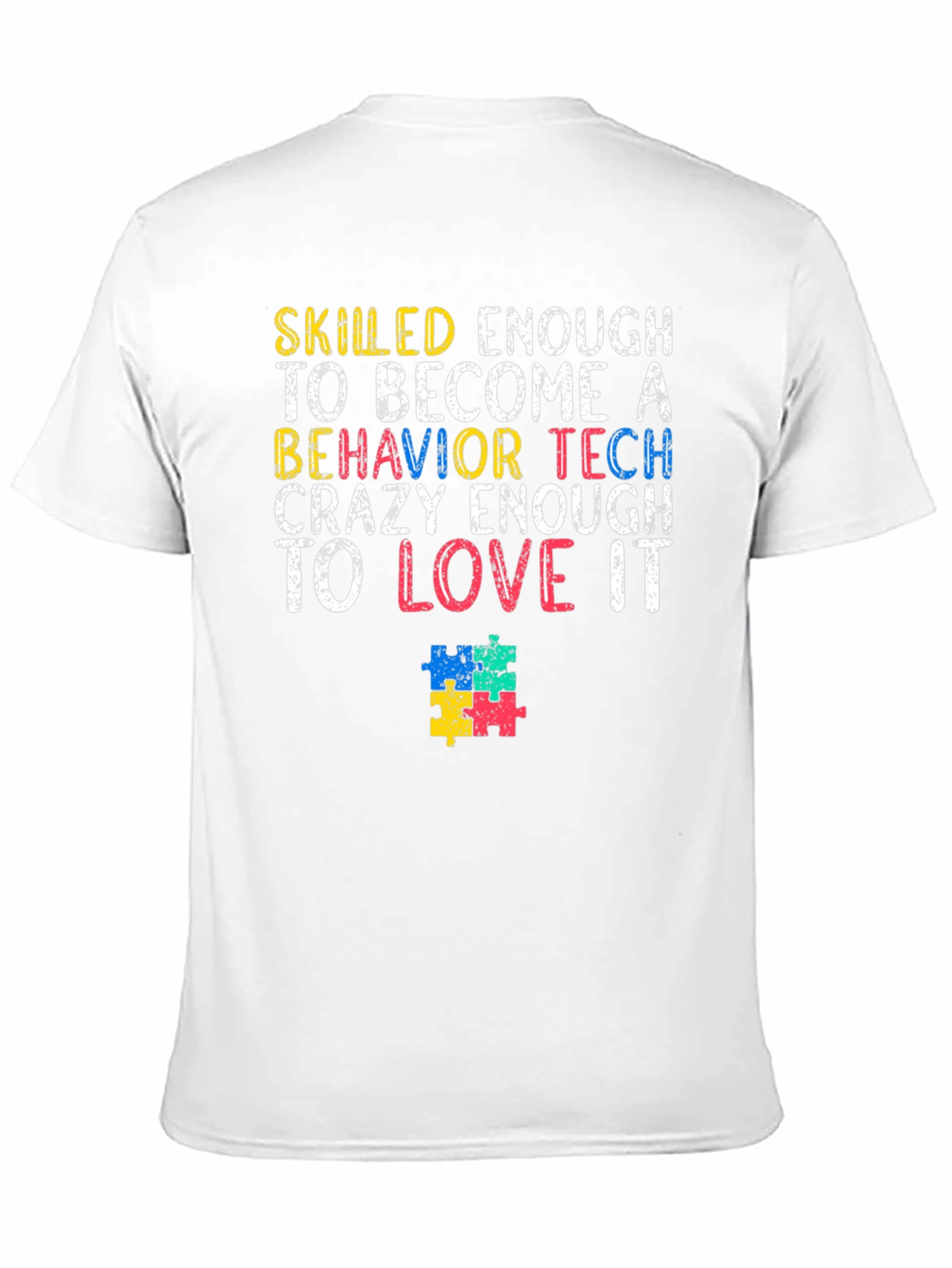 Black Behavior Tech Autism Puzzle Piece T-Shirt view 11