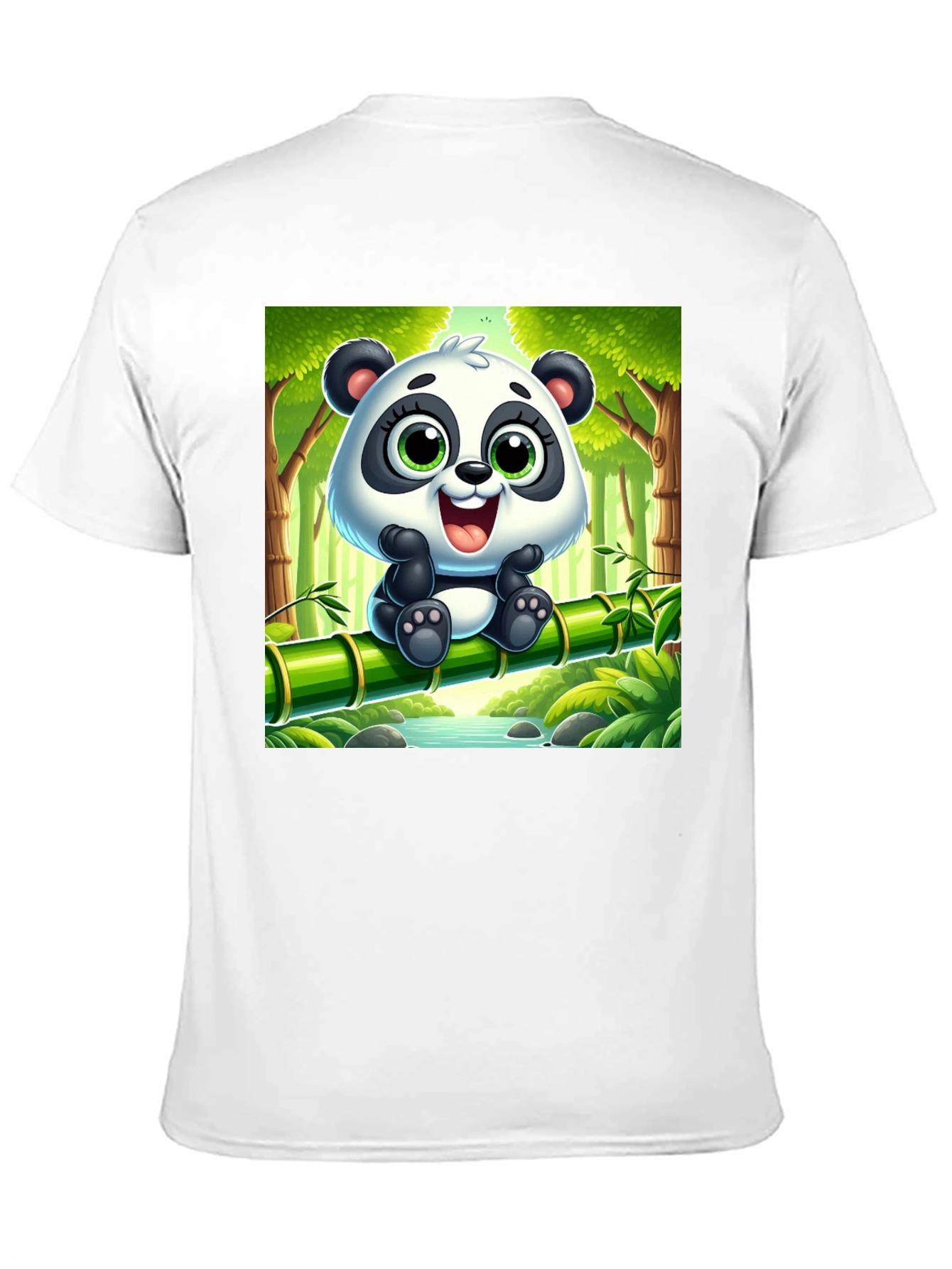 Black Cute Cartoon Panda T-Shirt view 11