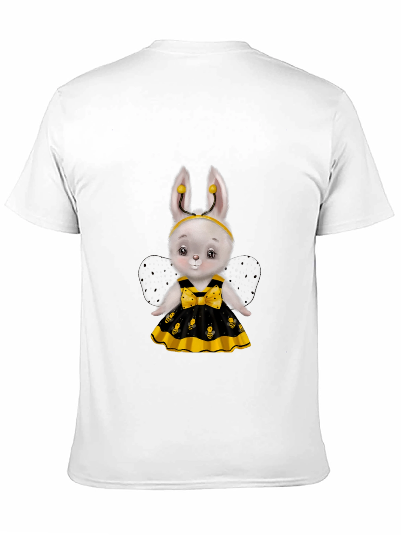 Black Cute Bee Bunny T-Shirt view 11