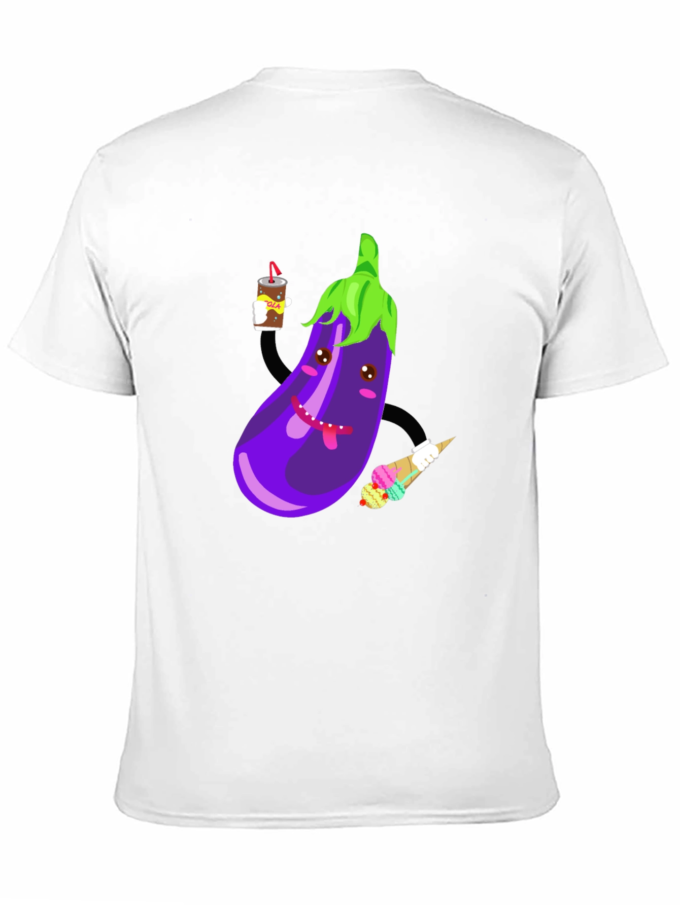 Black Eggplant Cartoon Graphic T-Shirt view 11