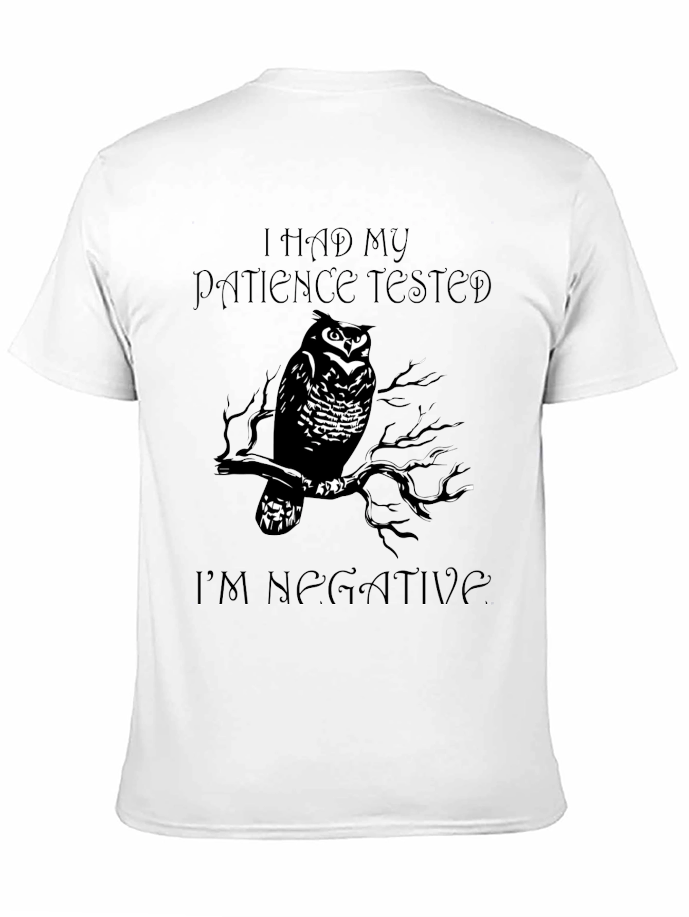 Black Patience Tested Owl T-Shirt - Negative Attitude Style view 11