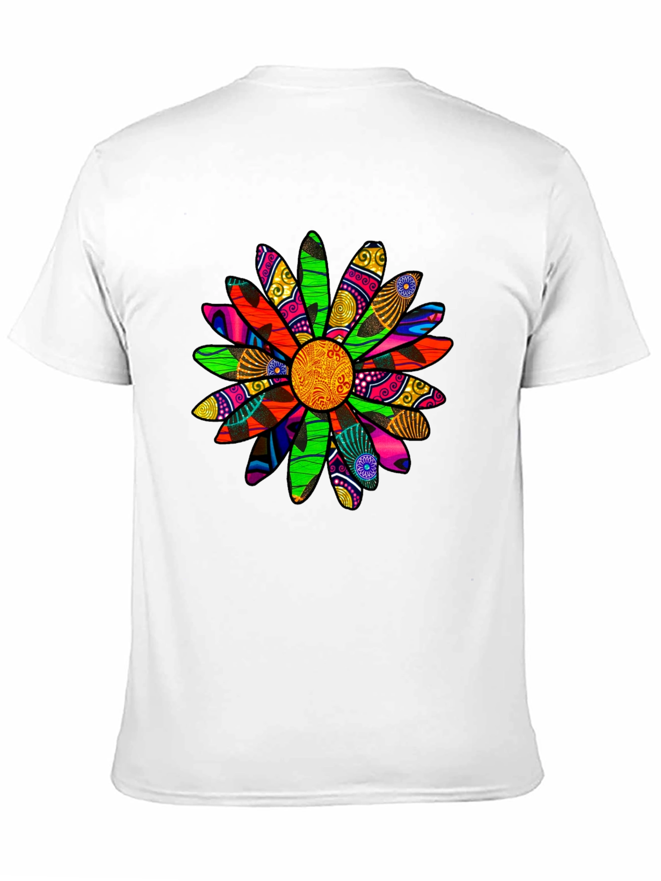 Black Vibrant Floral Graphic Tee - Unique Print Black T-Shirt view 11