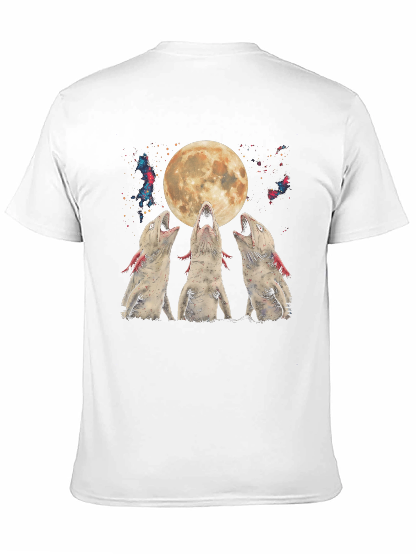 Black Axolotl Moon T-Shirt - Galaxy Howling Amphibian Tee view 11