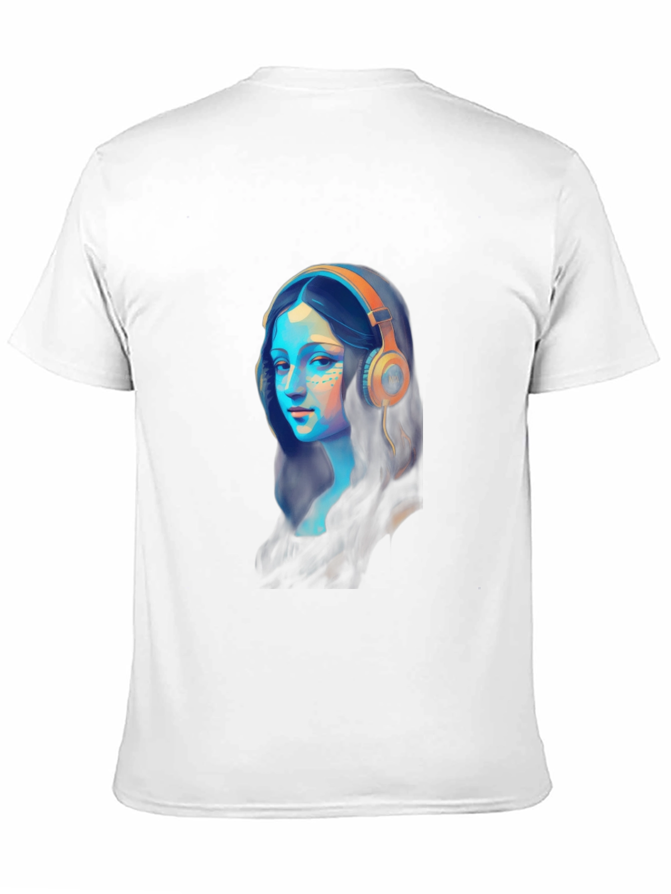 Black Mona Lisa Headphones Graphic Black T-Shirt view 11
