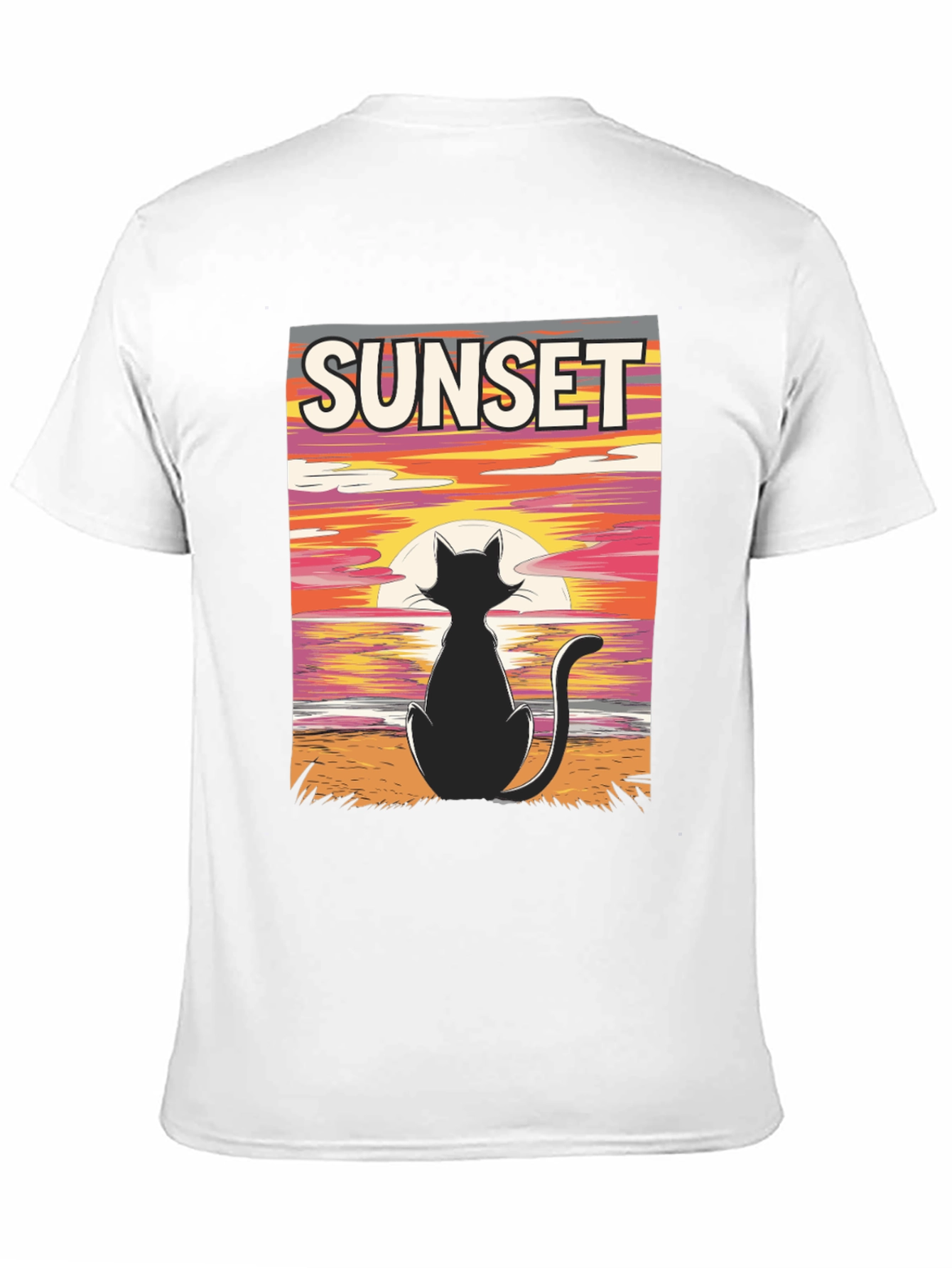 Black Sunset Cat Graphic Tee - Stylish Black T-Shirt view 11