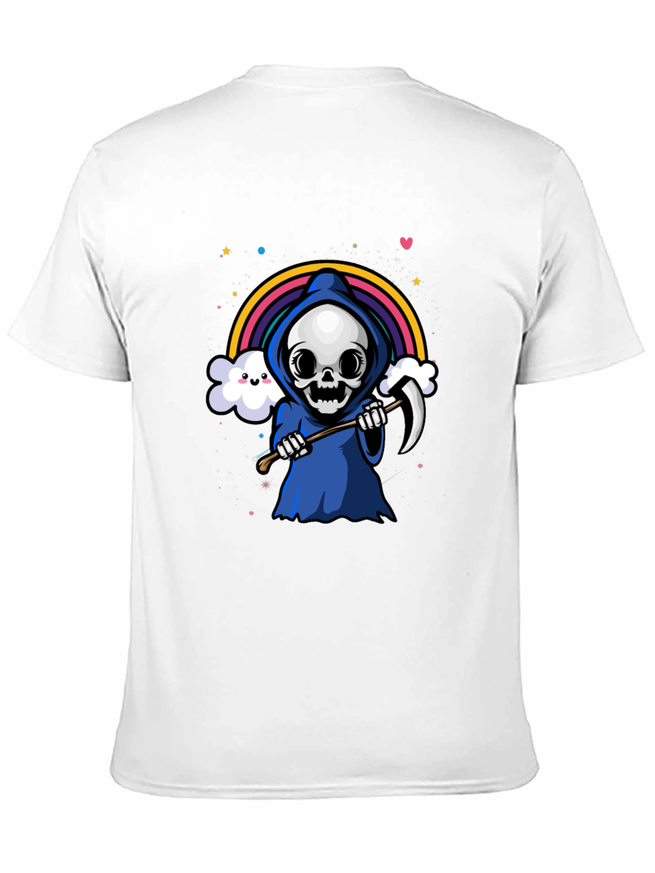 Black Kawaii Grim Reaper Rainbow T-Shirt view 11