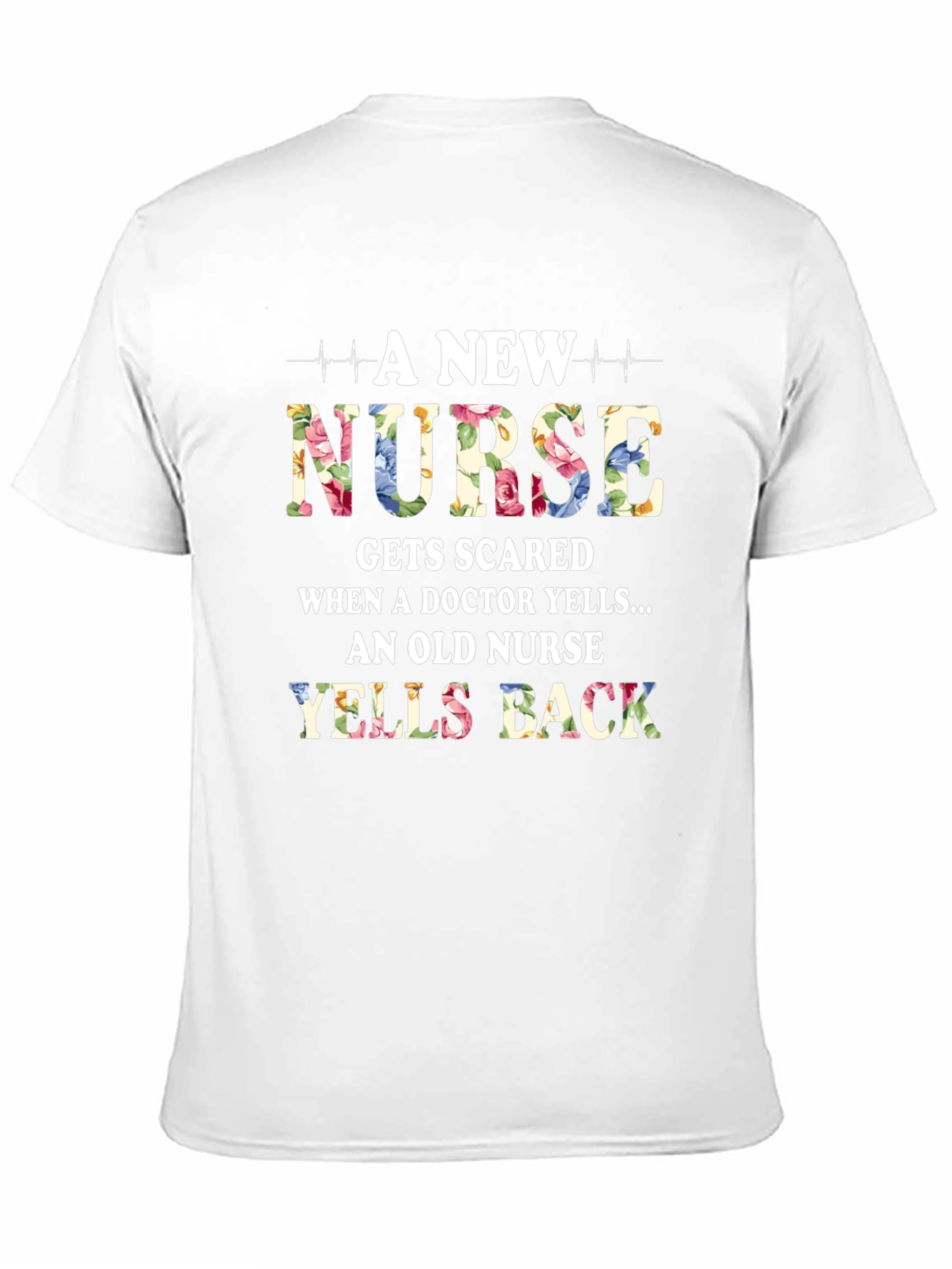 Black Funny Nurse T-Shirt - 'Yells Back' Floral Design view 11