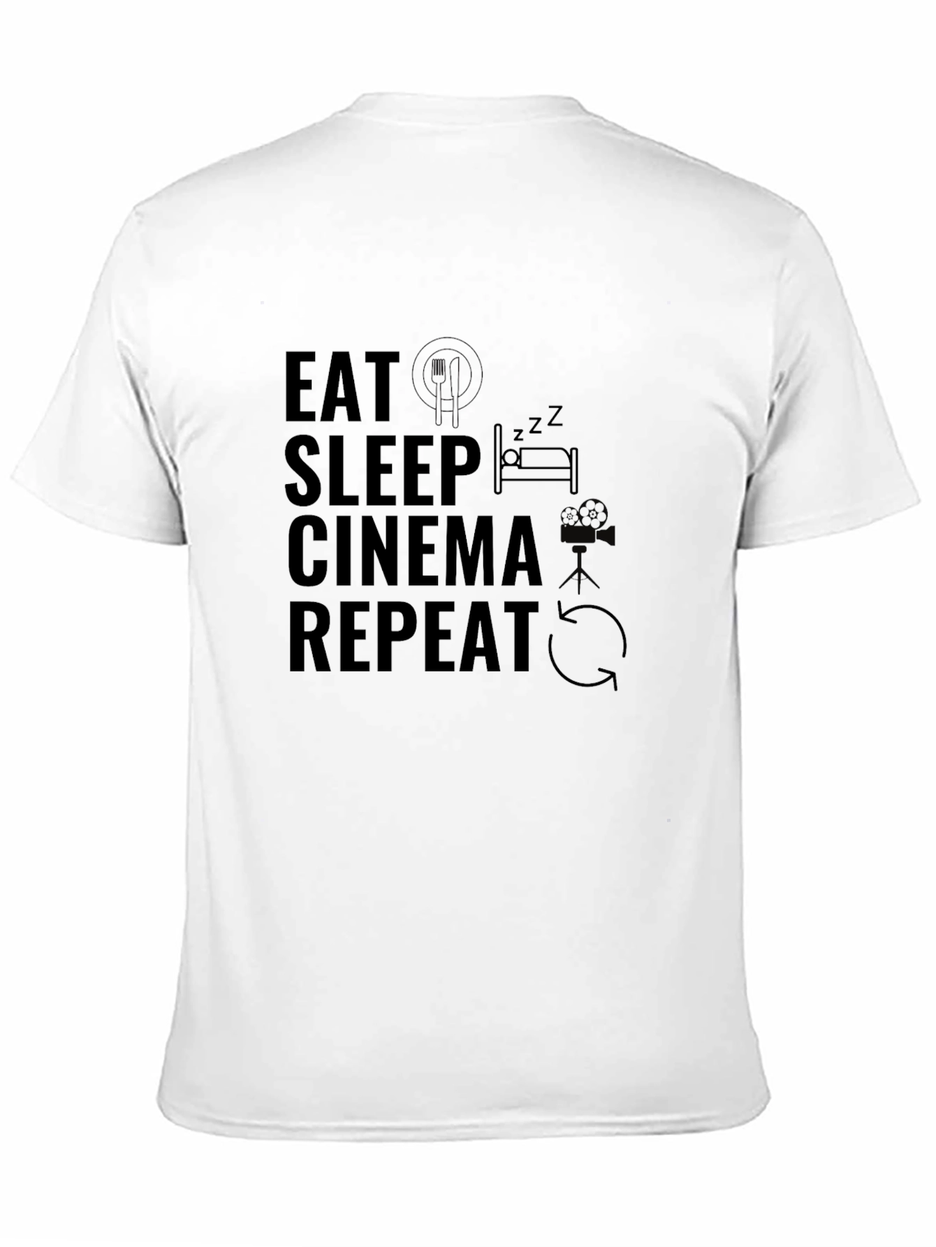 Black Eat Sleep Cinema Repeat Graphic Tee - Black view 11